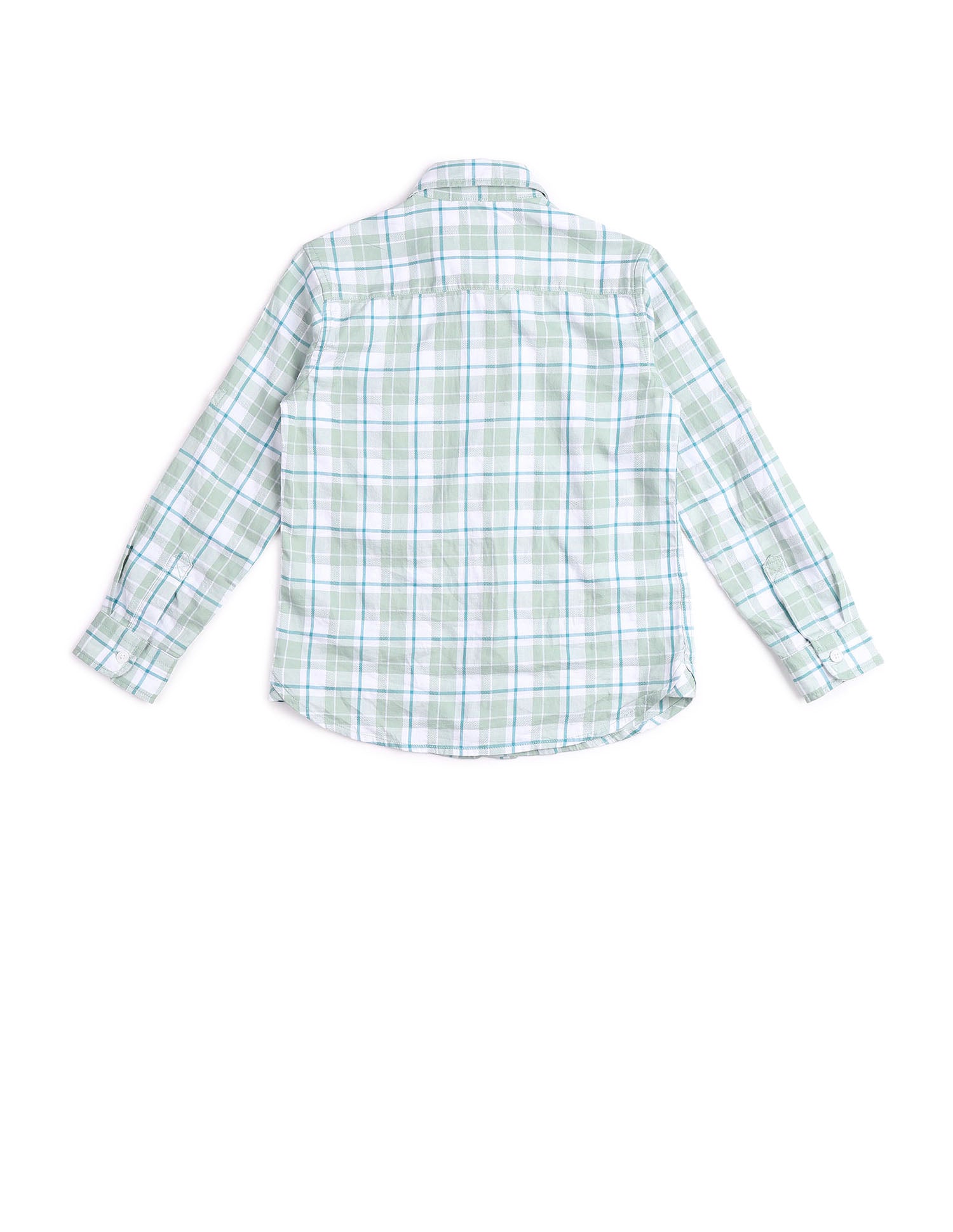 Boys Plaid Checked Regular Fit Shirt Green - U.S. POLO ASSN. | Large
