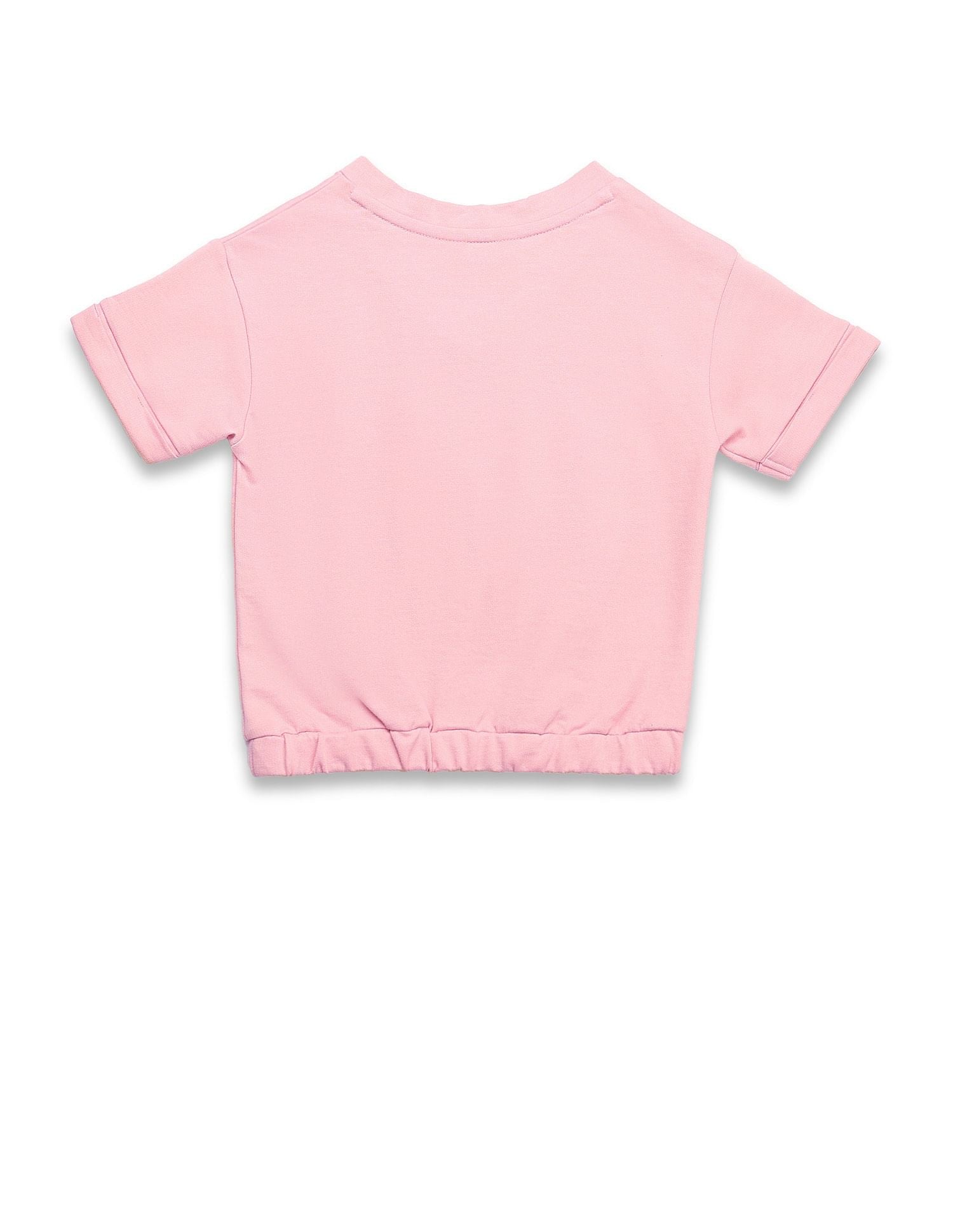 Girls Crest Embroidered Cotton T-Shirt Light Pink - U.S. POLO ASSN. | Large