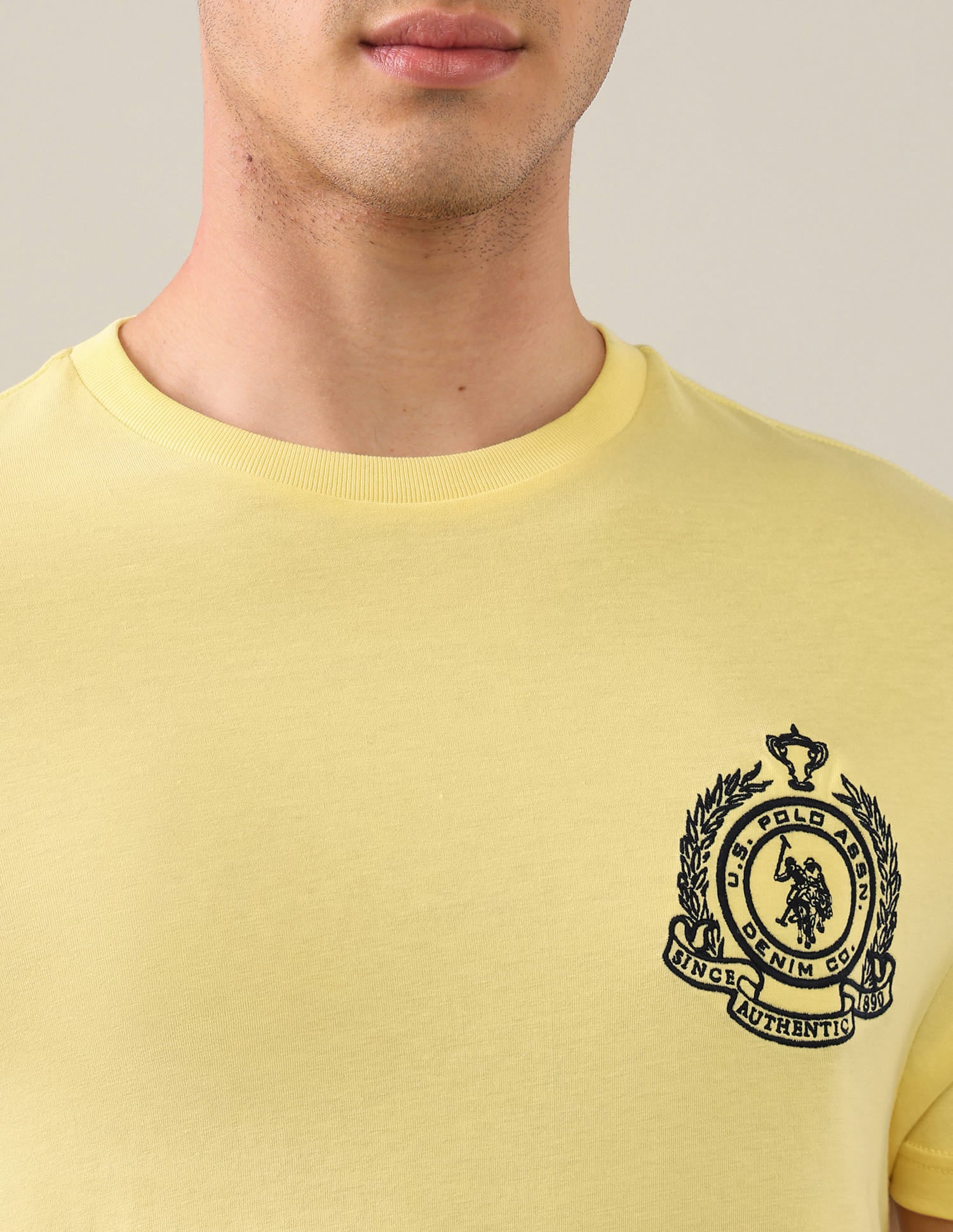 Solid Regular Fit T-Shirt Yellow - U.S. Polo Assn. India | Large