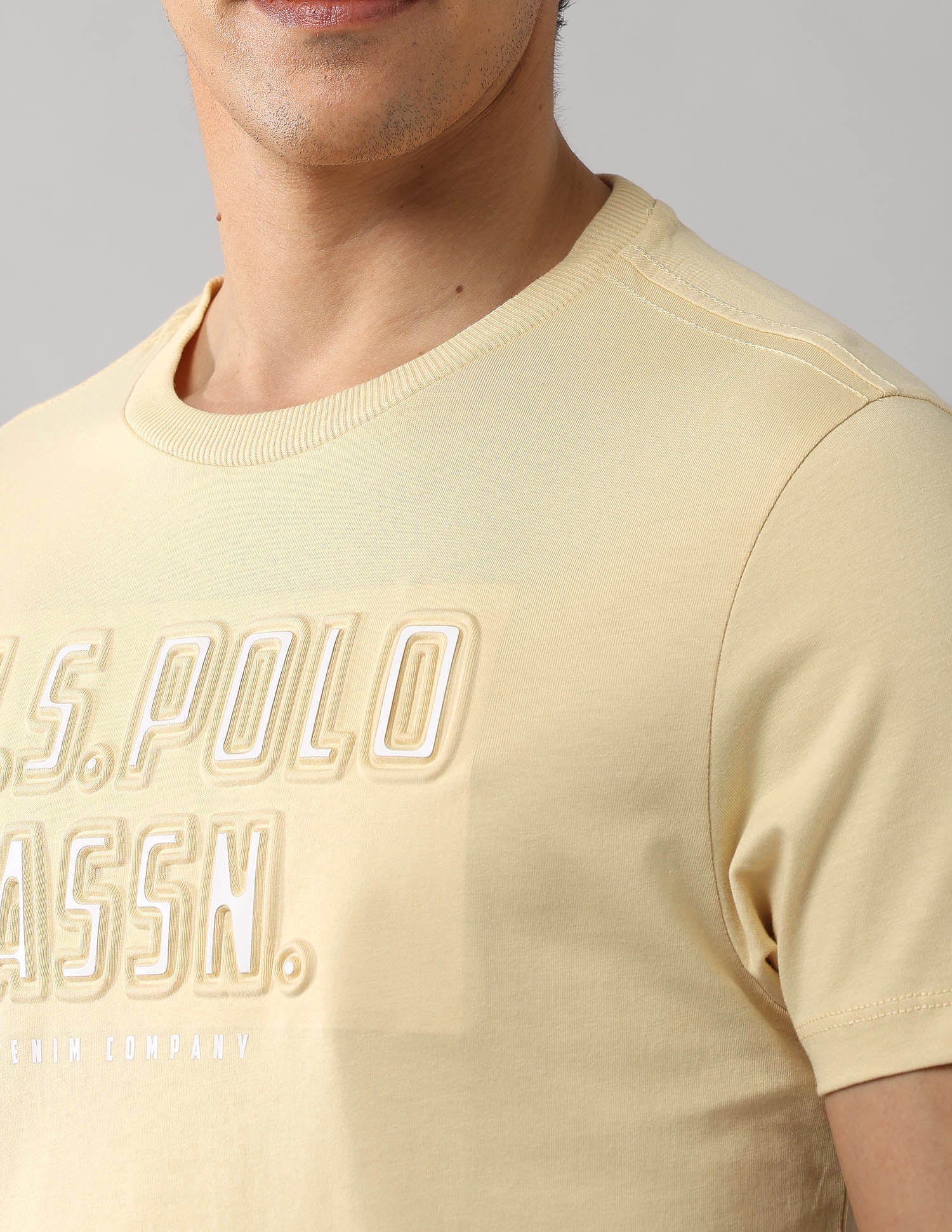 Brand Embossed Working Holiday T-Shirt Light Yellow - U.S. Polo Assn. India | Large