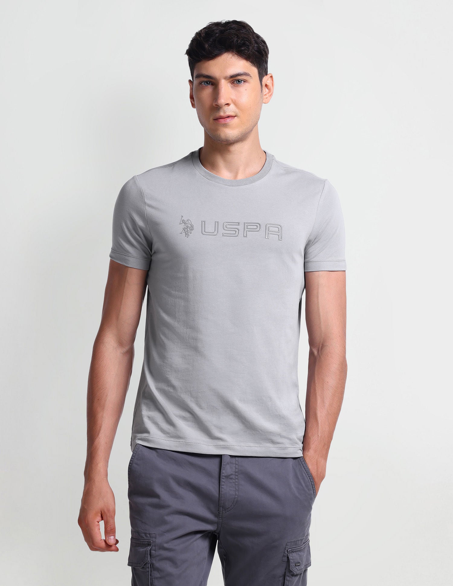 Muscle Fit Brand Print T-Shirt Grey - U.S. Polo Assn. India | Large