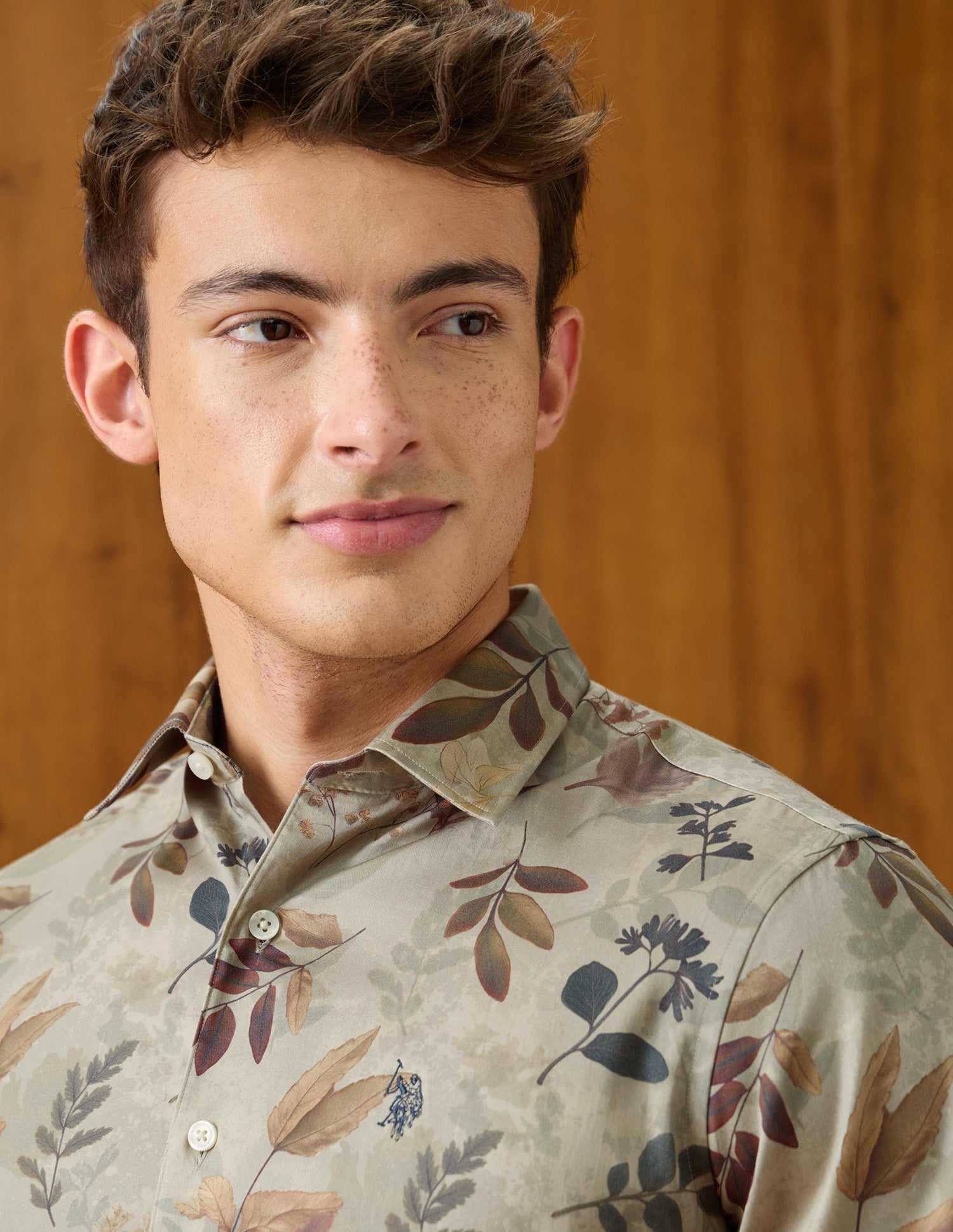 Tropical Printed Satin Shirt Light Green - U.S. Polo Assn. India | Large