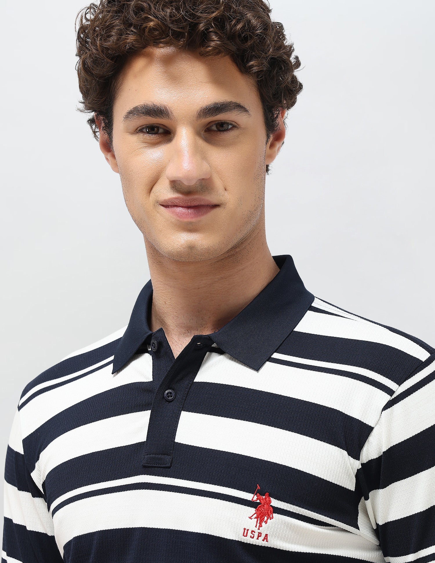 Horizontal Striped Slim Fit Polo Shirt Navy - U.S. Polo Assn. India | Large