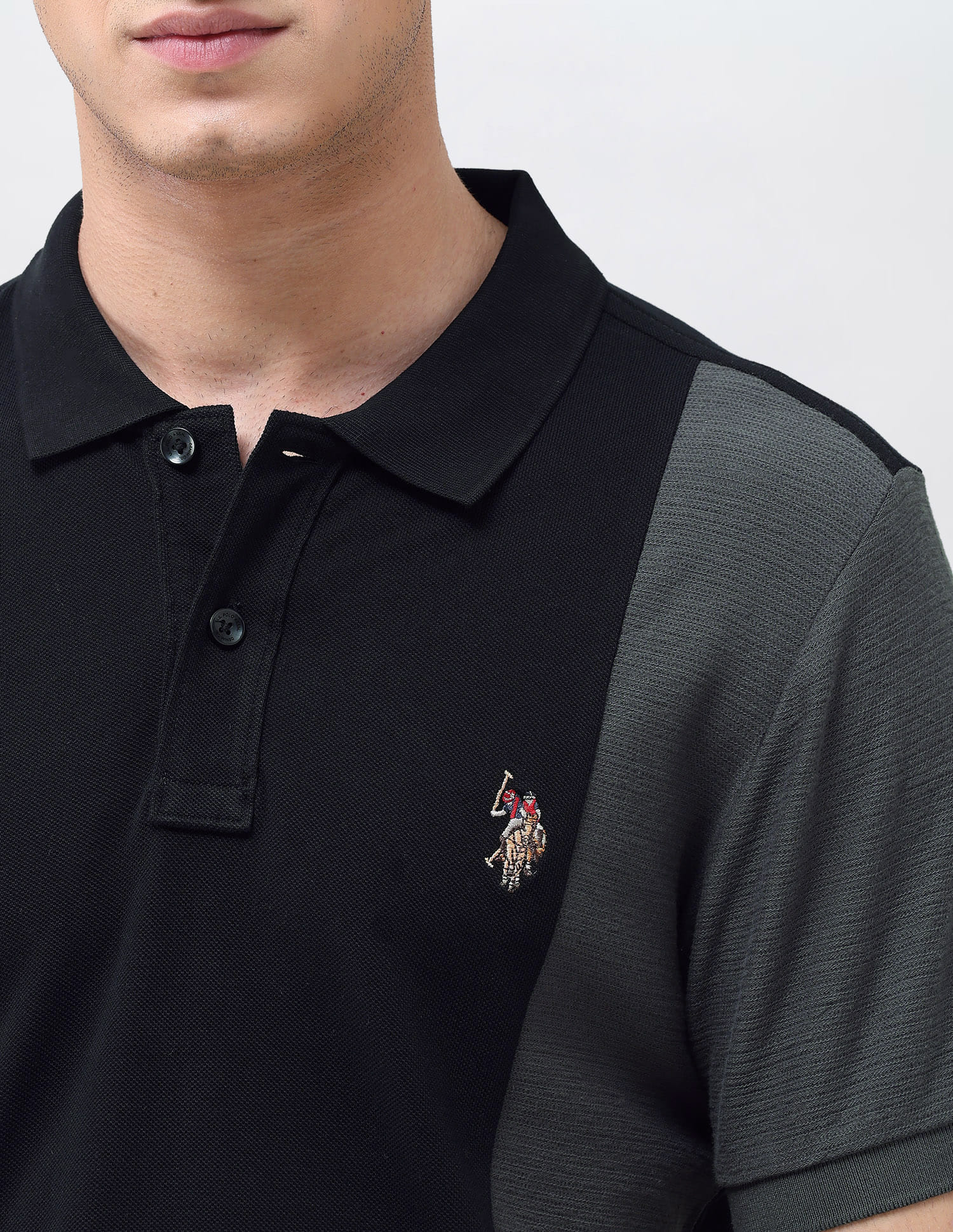 Horizontal Striped Slim Fit Polo Shirt Black - U.S. Polo Assn. India | Large
