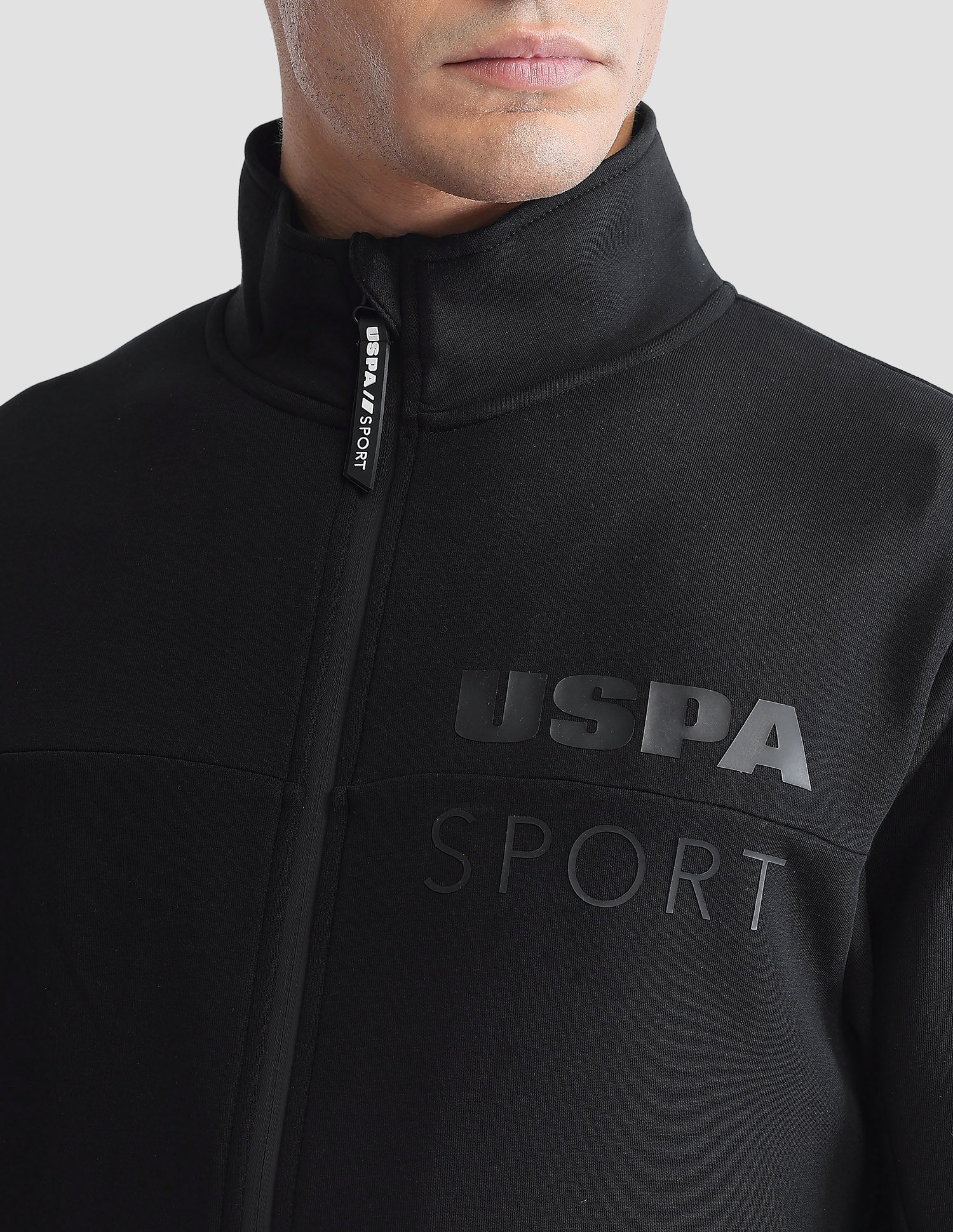 Regular Fit Zipper Active Sweatshirt Black - U.S. Polo Assn. India | Large