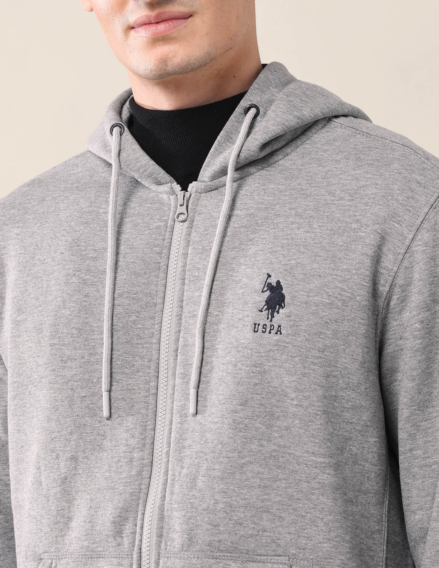 Solid Hooded Sweatshirt Grey Mel - U.S. Polo Assn. India | Large