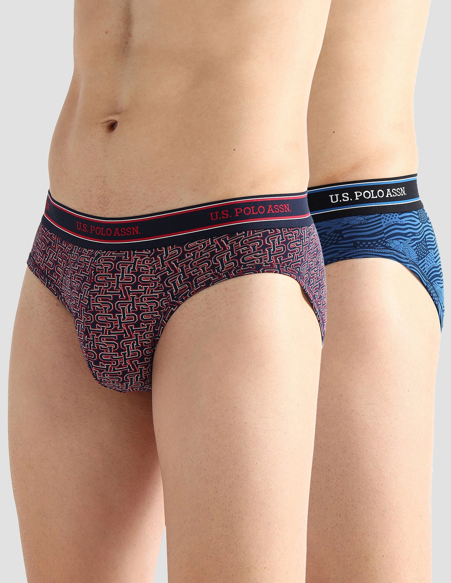 Elasticized Waist Printed I615 Briefs - Pack Of 2 Navy and Fedral Blue - U.S. POLO ASSN. | Large