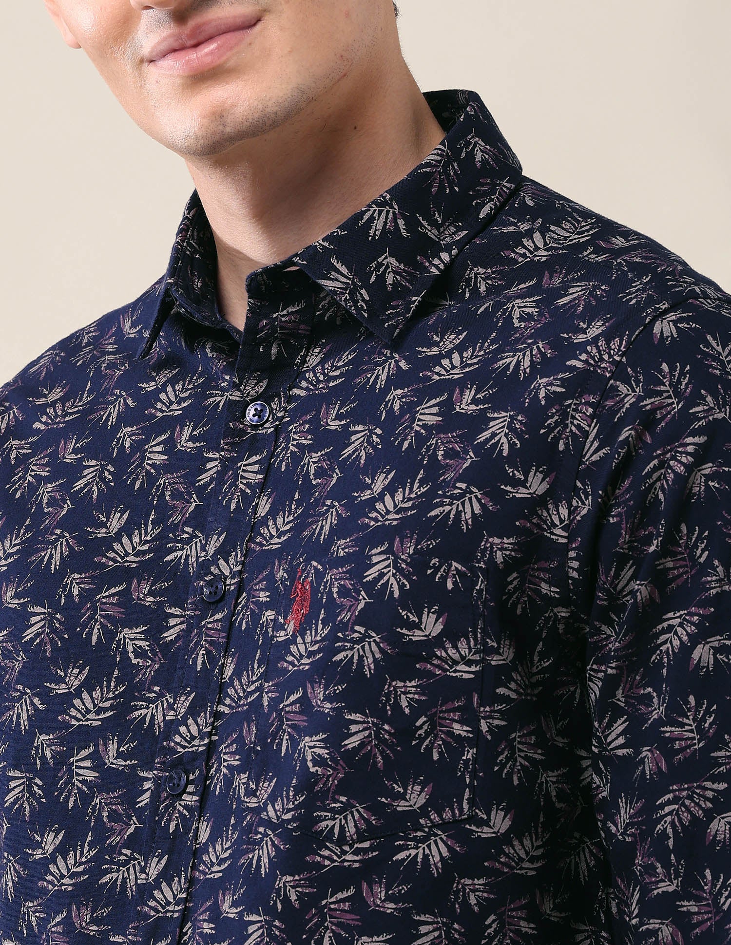All-Over Printed Tailored Fit Shirt Navy - U.S. Polo Assn. India | Large