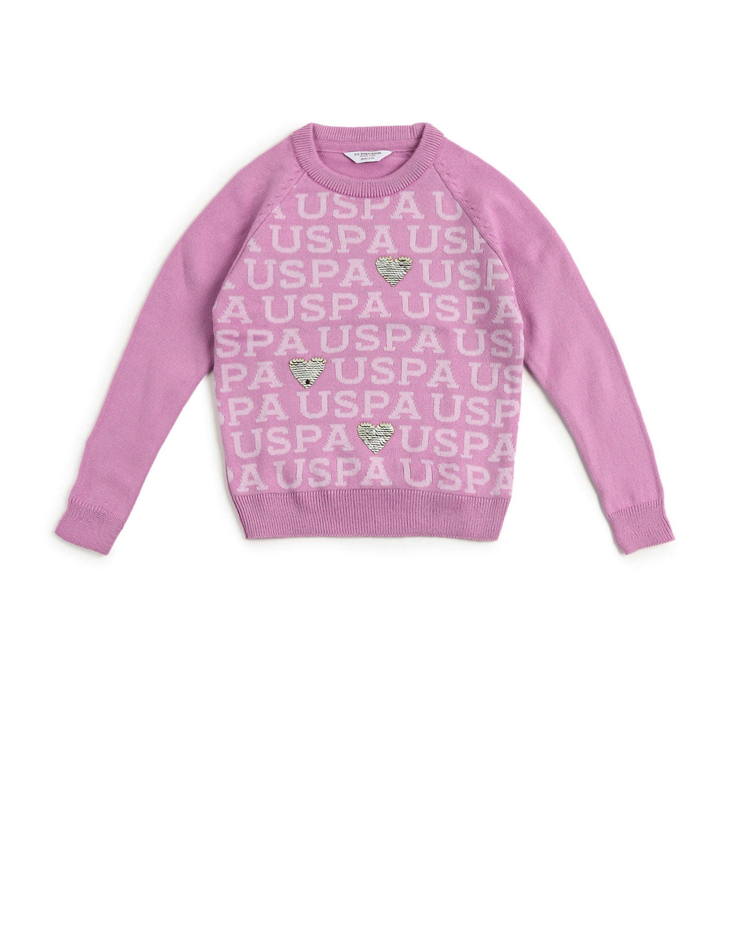 Girls Flip Sequence Sweater Bonbon Pink - U.S. POLO ASSN. | Large