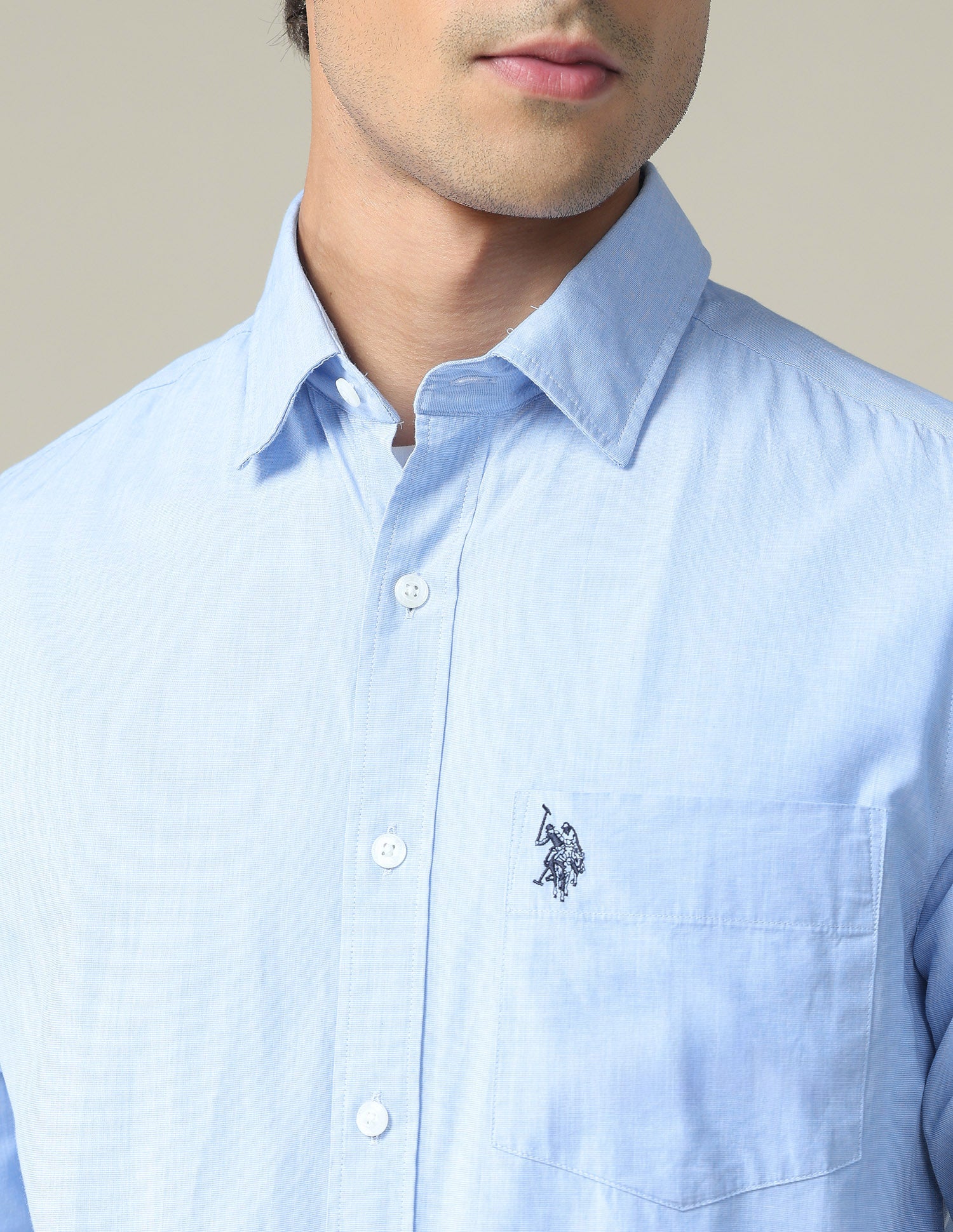 Two Tone Shirt Light Blue - U.S. POLO ASSN. | Large