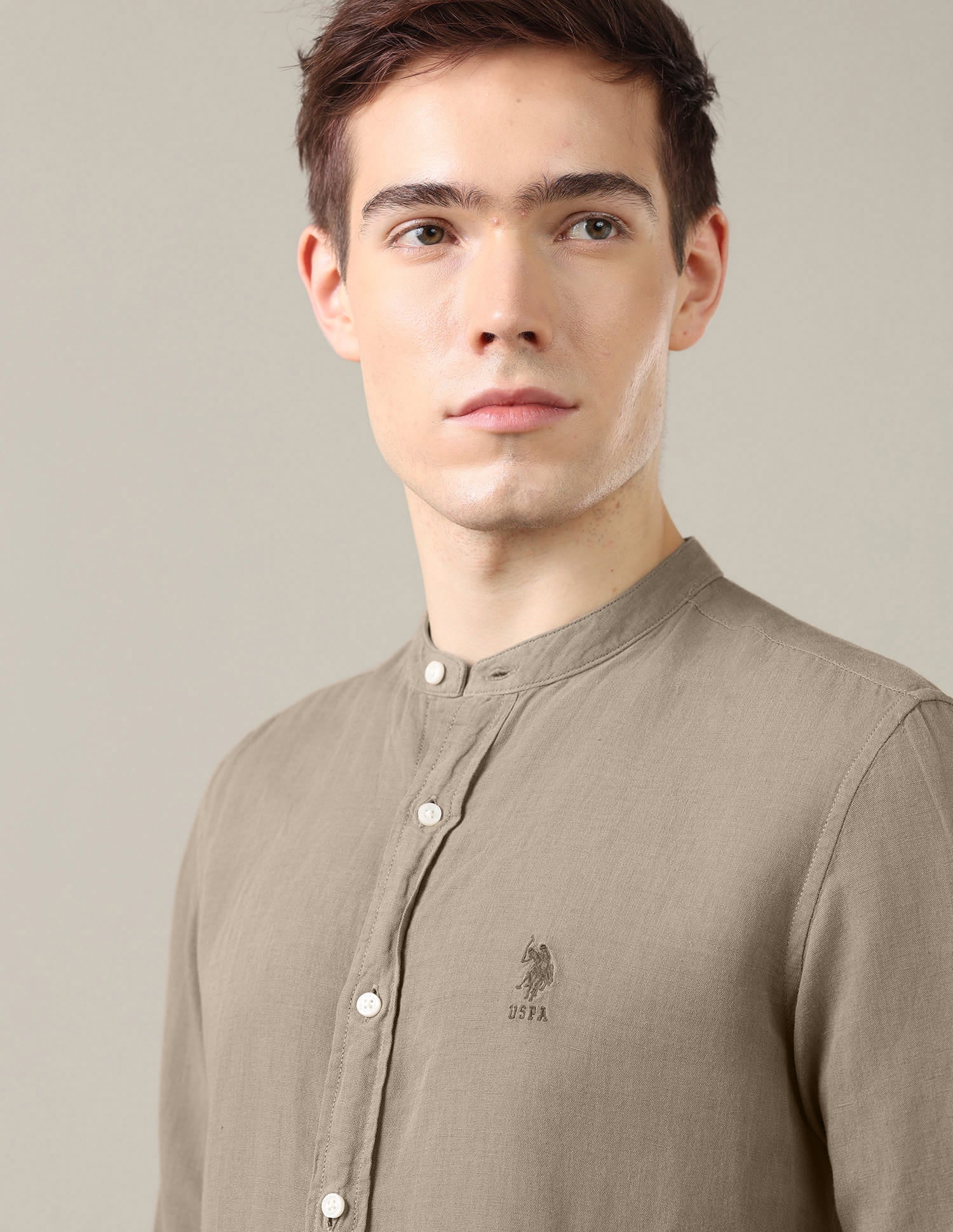Solid Regular Fit Shirt Brown - U.S. Polo Assn. India | Large
