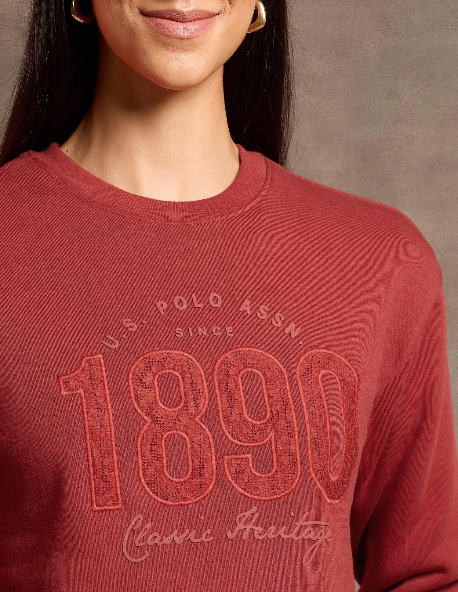 Brand Printed Regular Fit Sweatshirt Rust - U.S. POLO ASSN. | Large