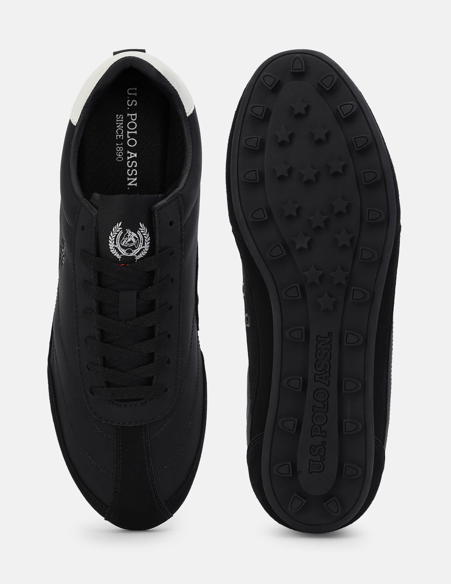 Round Toe Suede Turf Sneakers Black - U.S. Polo Assn. India | Large