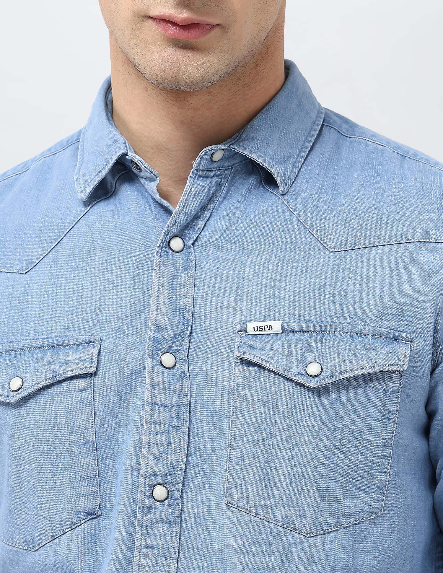 Slim Fit Twill Shirt Indigo - U.S. POLO ASSN. | Large