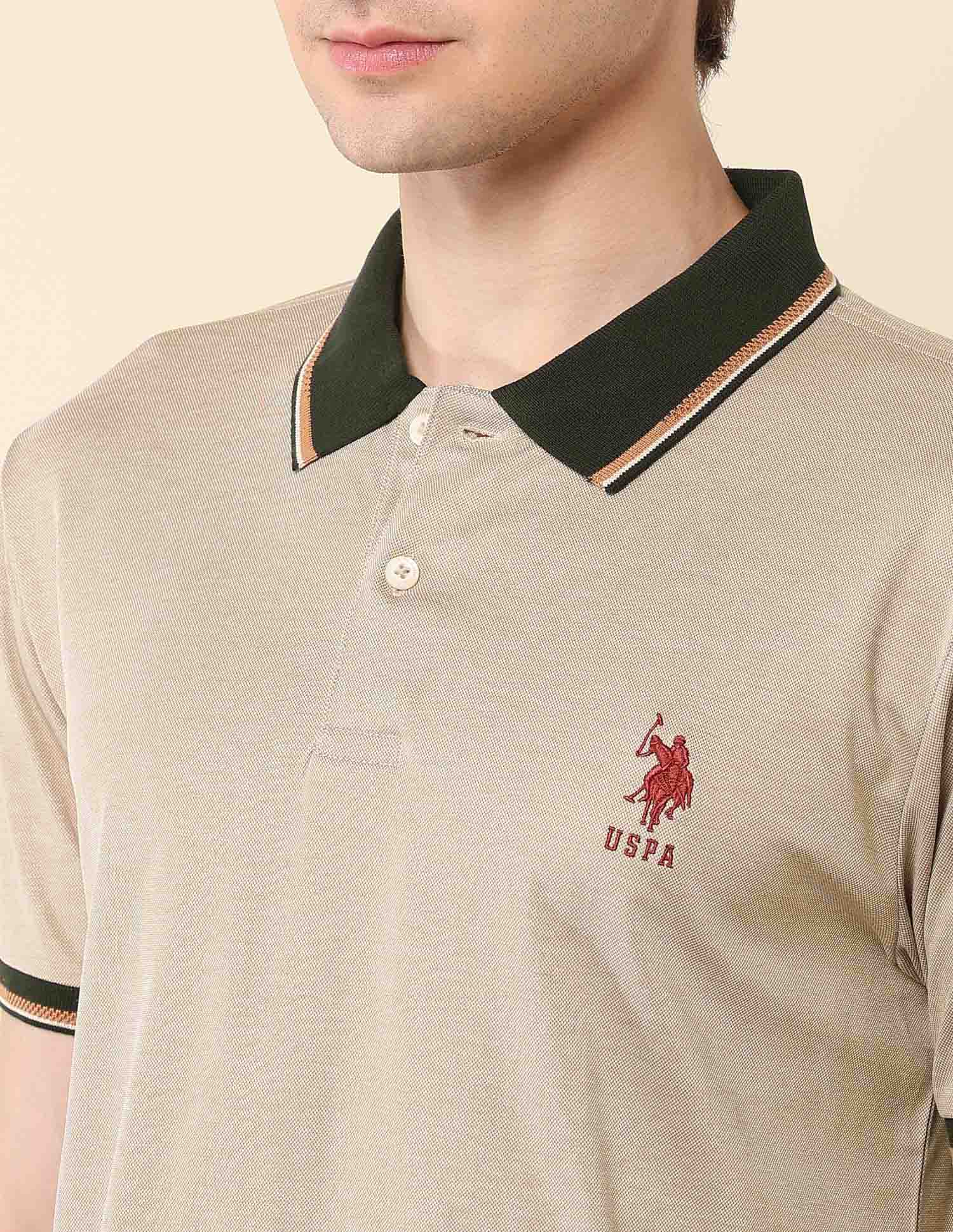 Solid Slim Fit Varsity Polo Shirt Brown - U.S. Polo Assn. India | Large
