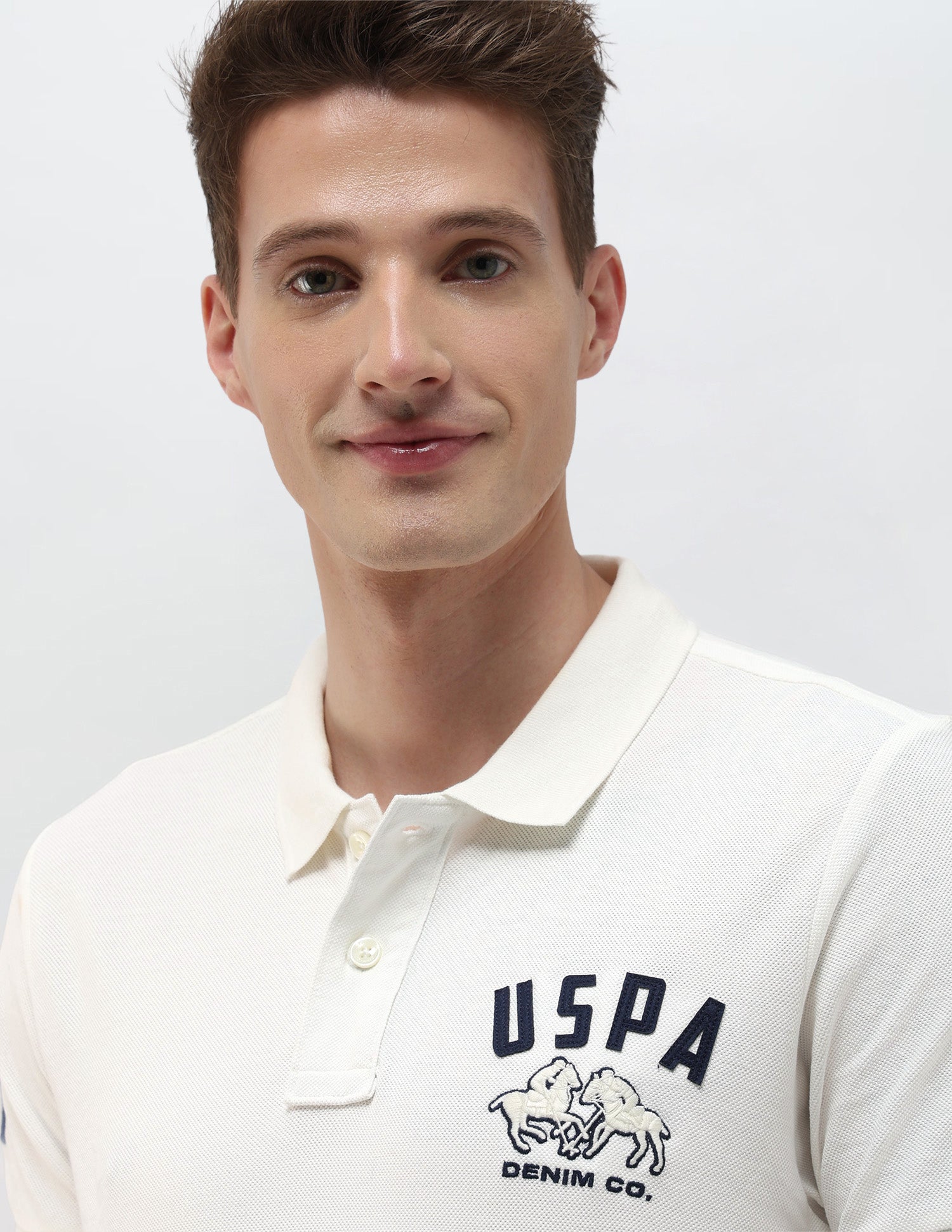 Solid Summer House Slim Fit Polo Shirt Ivory - U.S. Polo Assn. India | Large