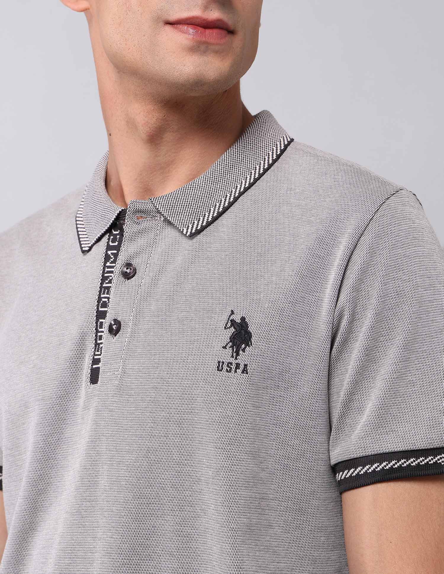 Textured Slim Fit Polo Shirt Dark Grey - U.S. POLO ASSN. | Large