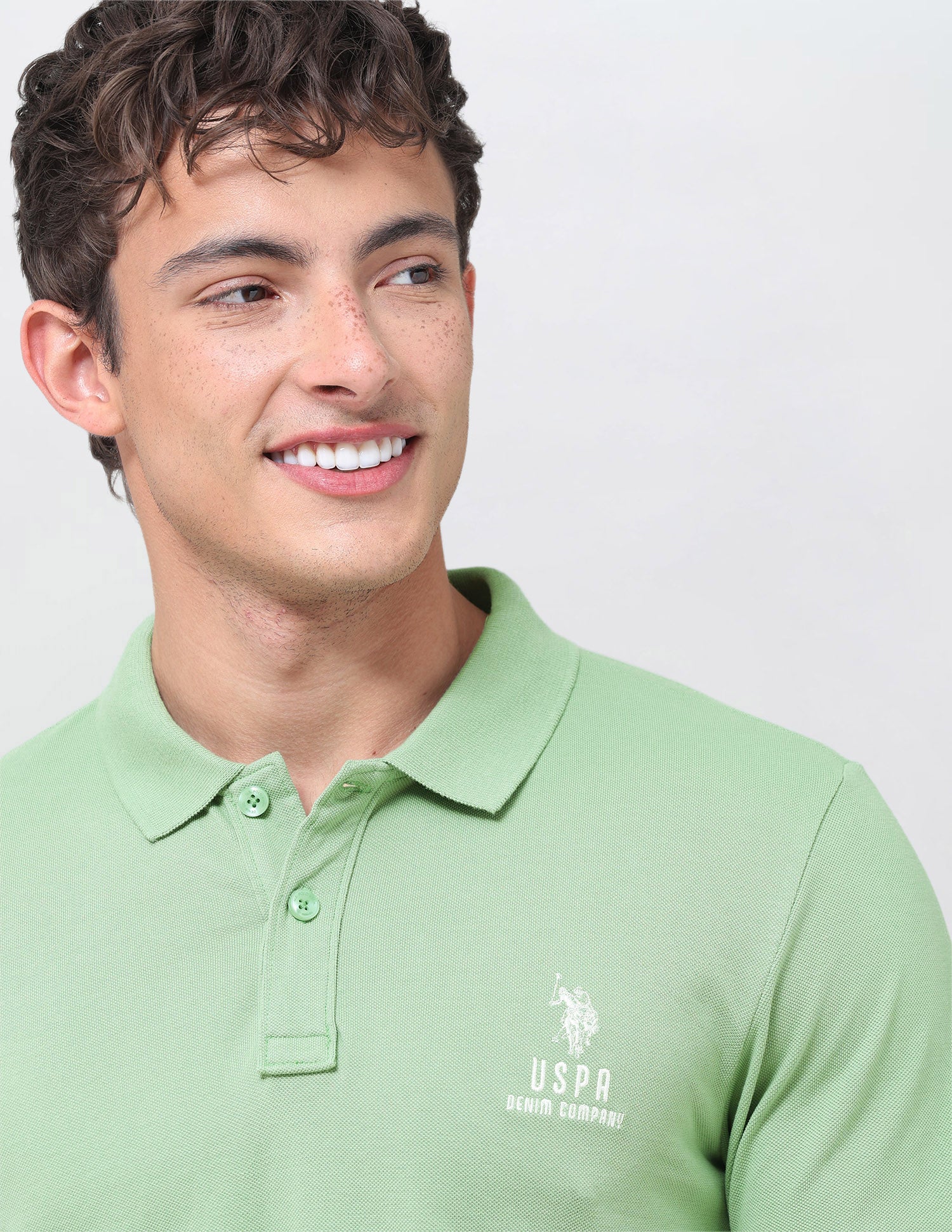 Solid Slim Fit Polo Shirt Light Green - U.S. Polo Assn. India | Large