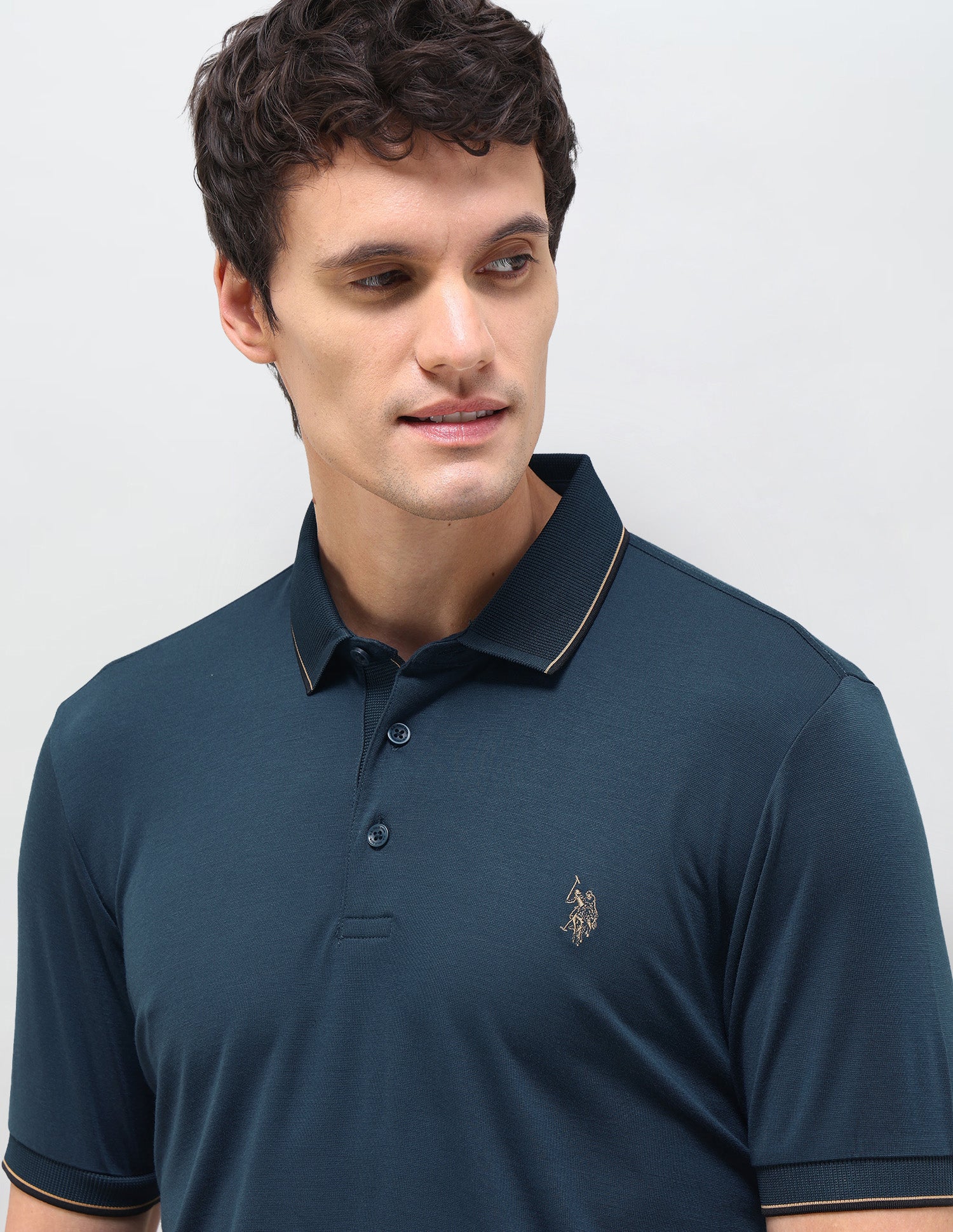 Solid Slim Fit Polo Shirt Teal - U.S. Polo Assn. India | Large