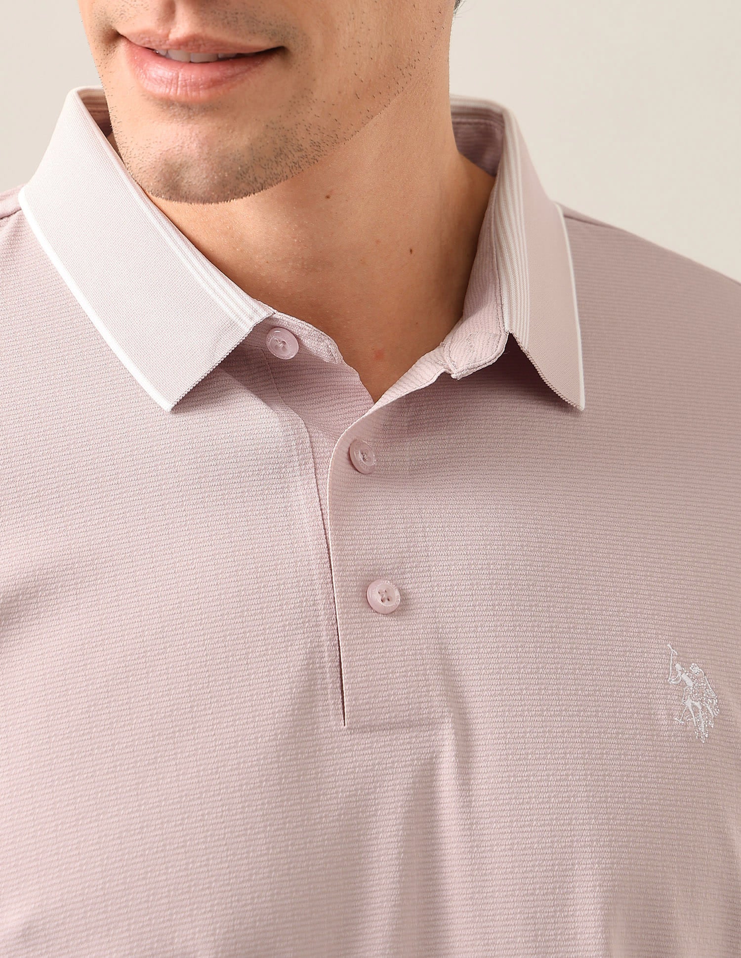 Solid Slim Fit Polo Shirt Pink - U.S. Polo Assn. India | Large