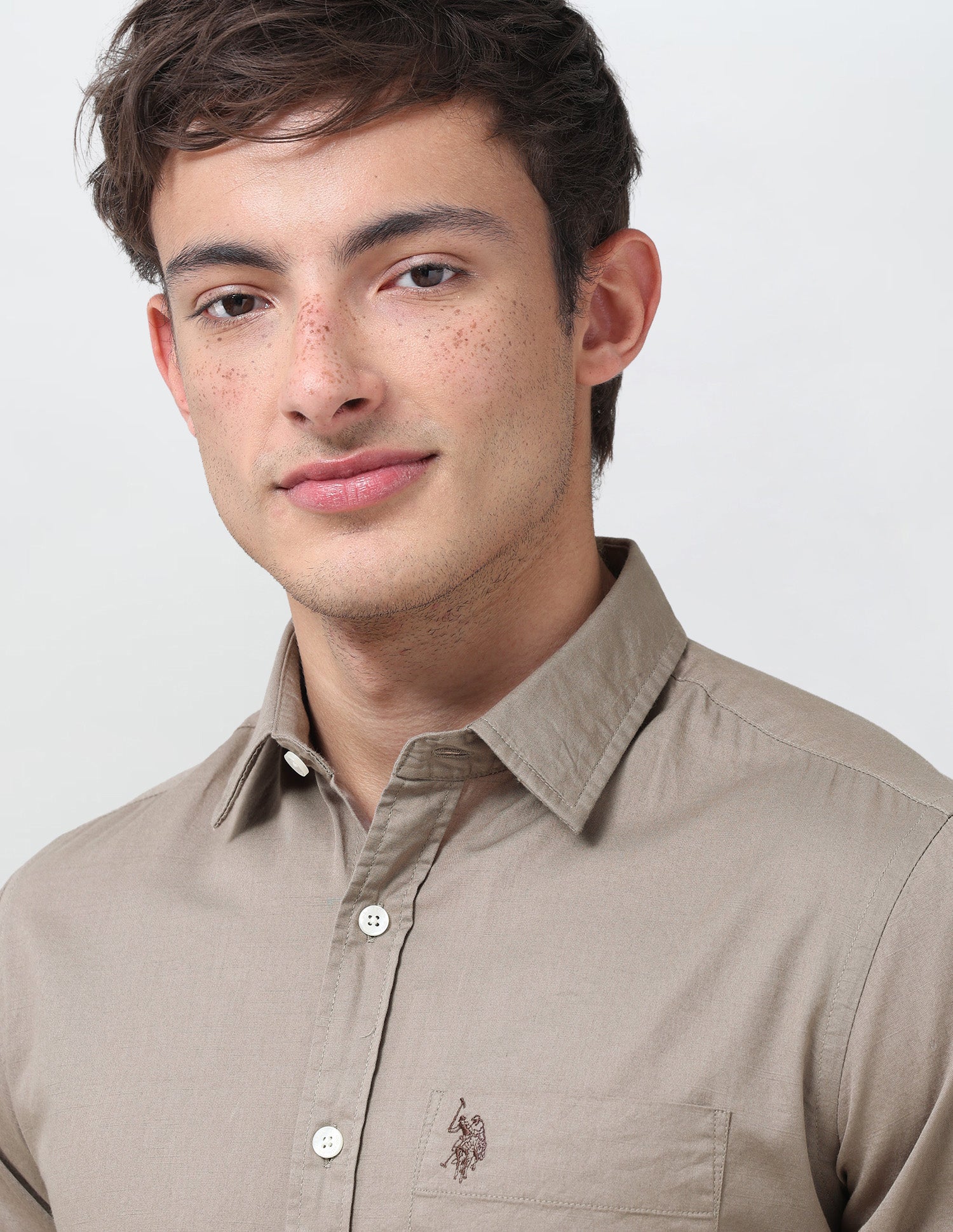 Tailored Fit Twill Shirt Light Olive - U.S. Polo Assn. India | Large