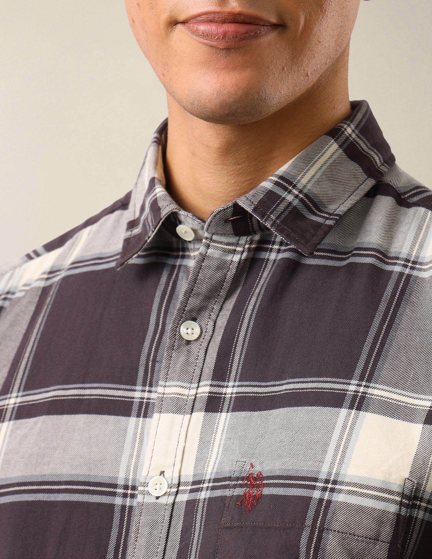 Twill Plaid Checked Shirt Dark Brown - U.S. Polo Assn. India | Large