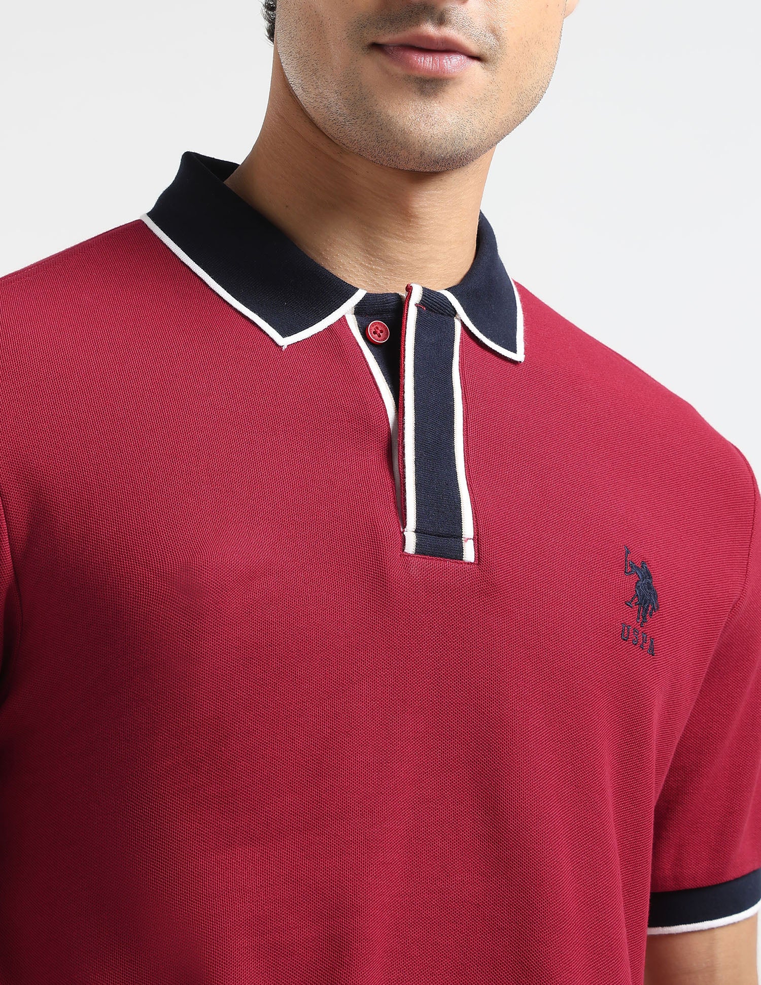 Pure Cotton Slim Fit Polo Shirt Red - U.S. POLO ASSN. | Large