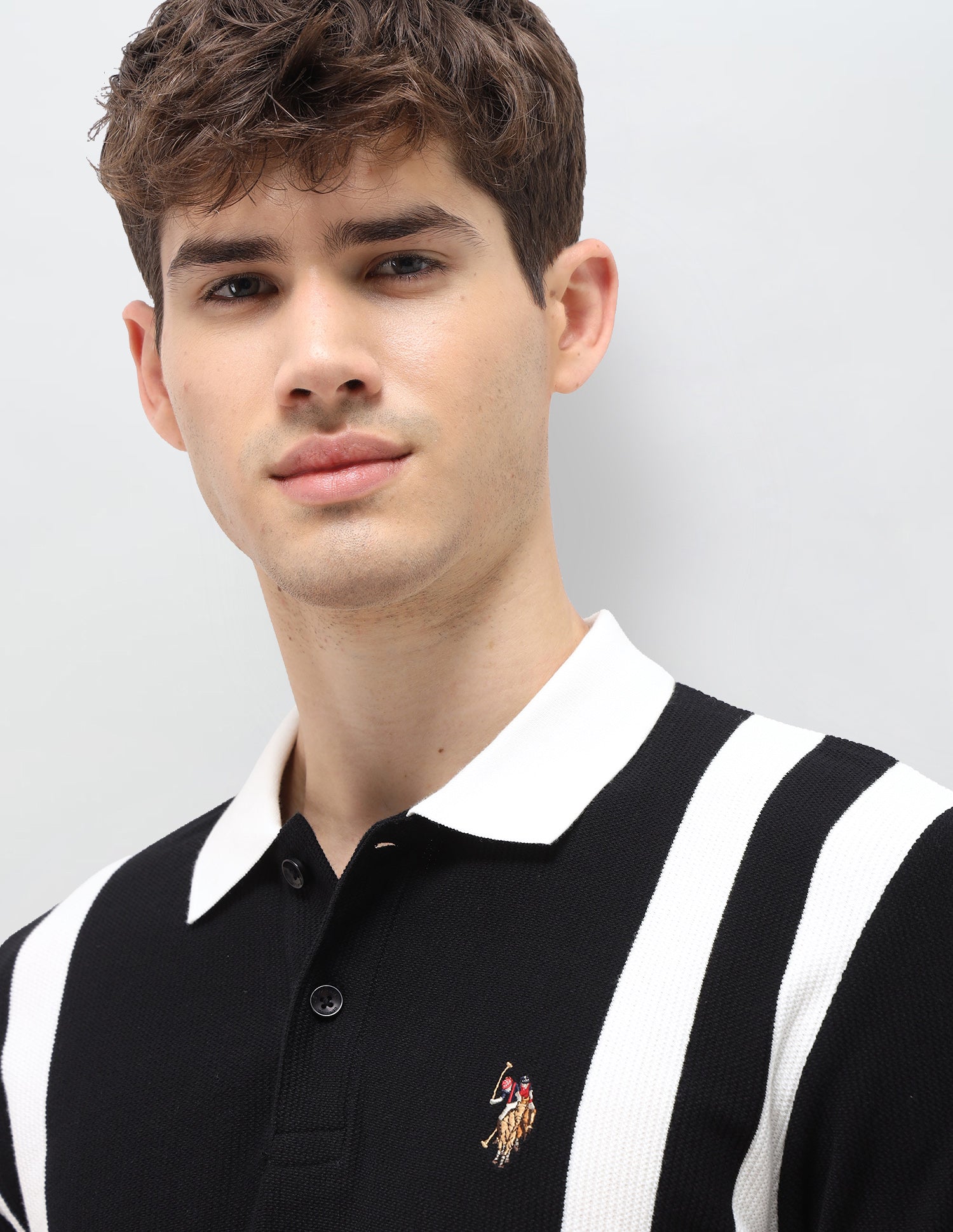 Vertical Striped Slim Fit Polo Shirt Black - U.S. Polo Assn. India | Large