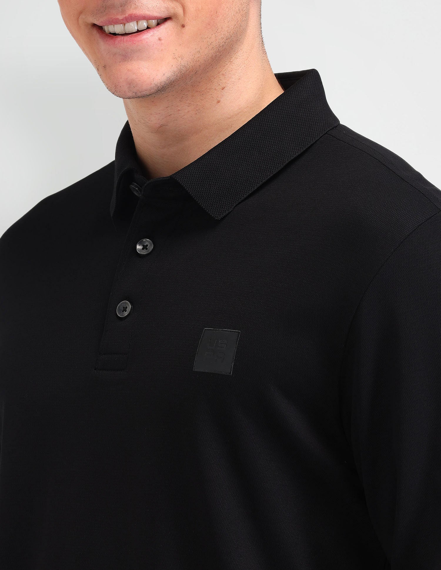 Muscle Fit Solid Polo Shirt Black - U.S. Polo Assn. India | Large
