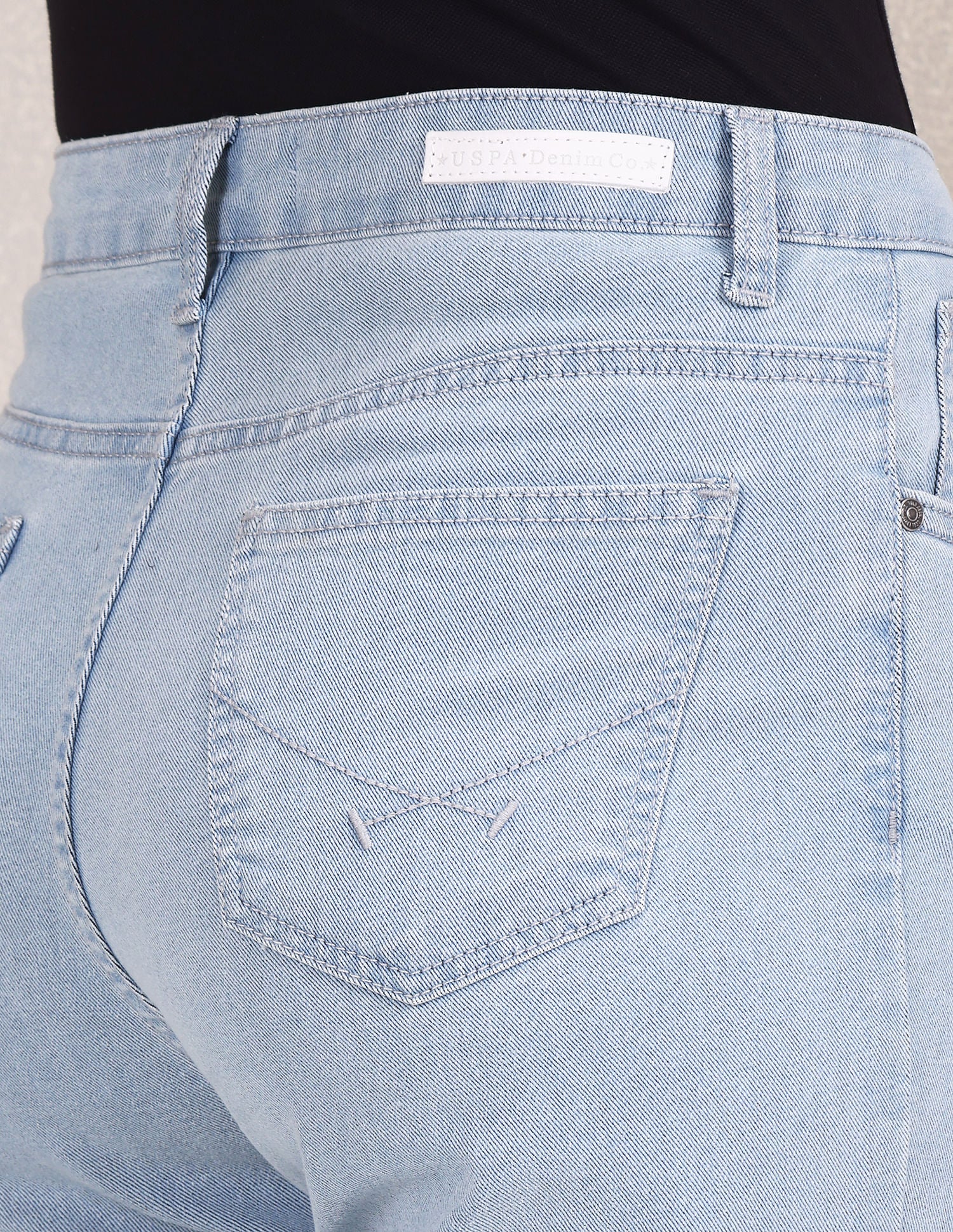 High Rise Mom Fit Jeans Light Blue - U.S. POLO ASSN. | Large