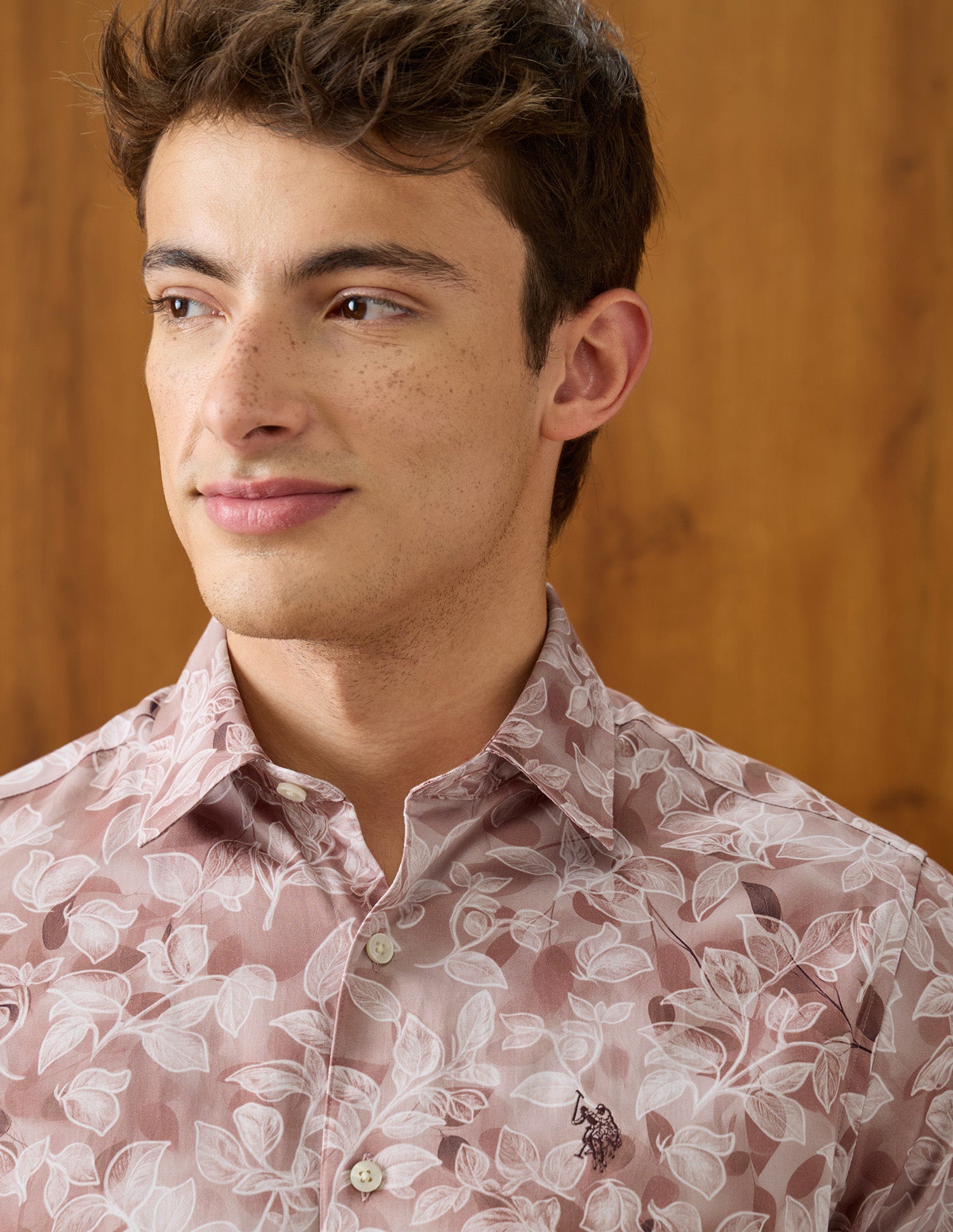 Tropical Printed Satin Shirt Peach - U.S. Polo Assn. India | Large