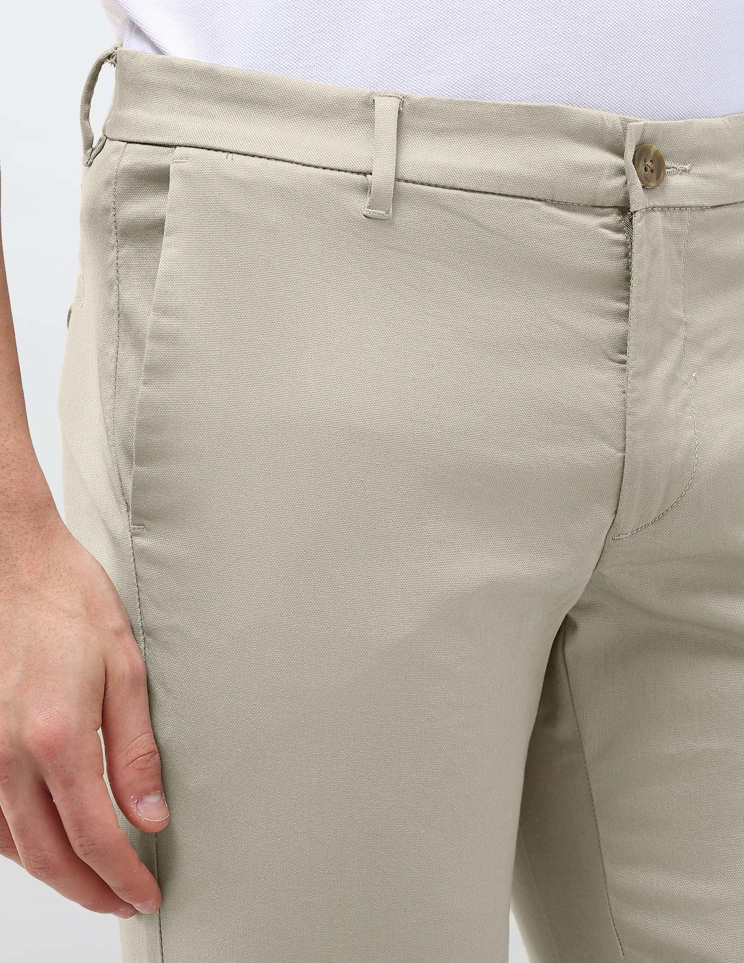 Denver Slim Fit Dobby Trousers Khaki - U.S. Polo Assn. India | Large
