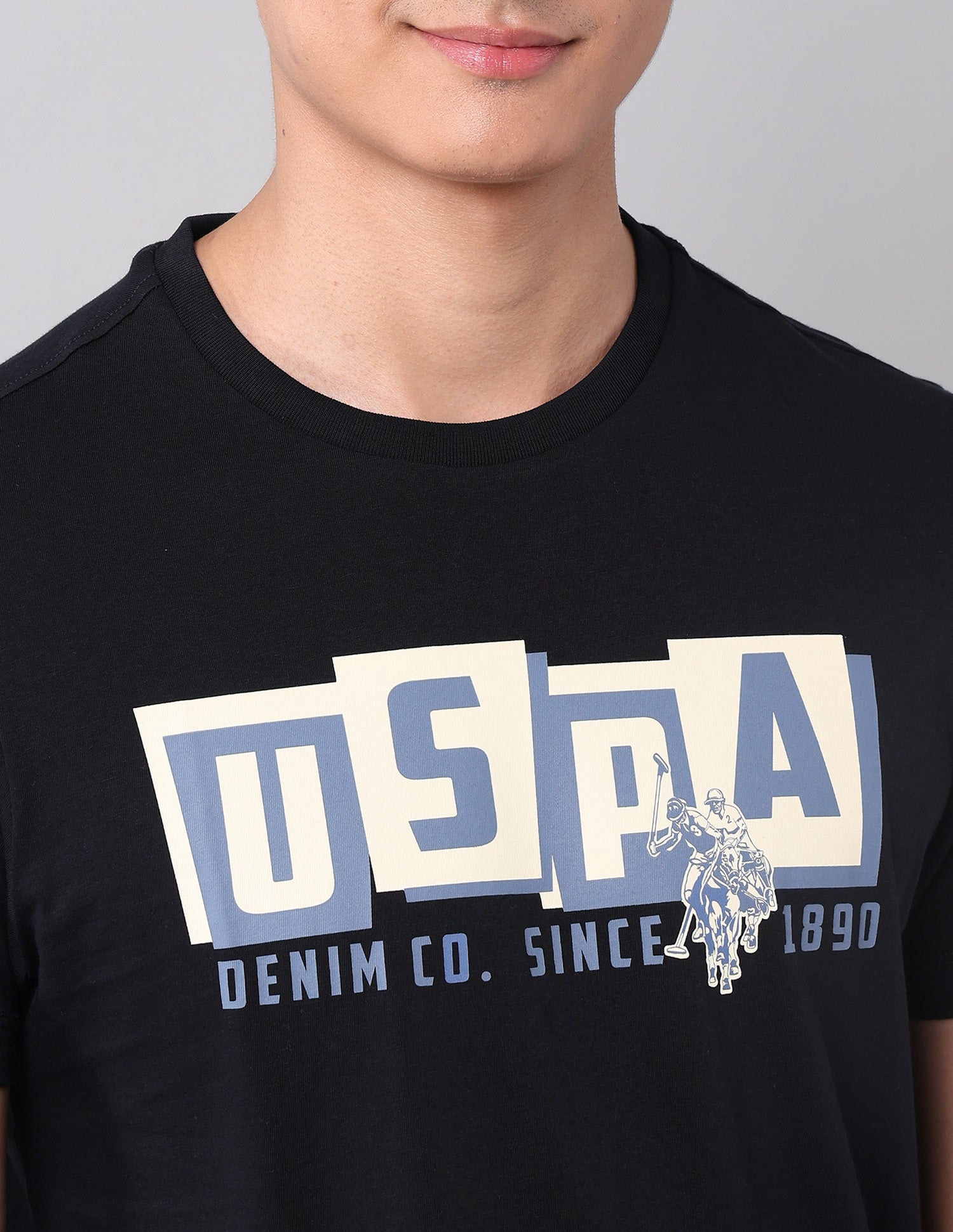 Brand Printed Muscle Fit T-Shirt Navy - U.S. Polo Assn. India | Large