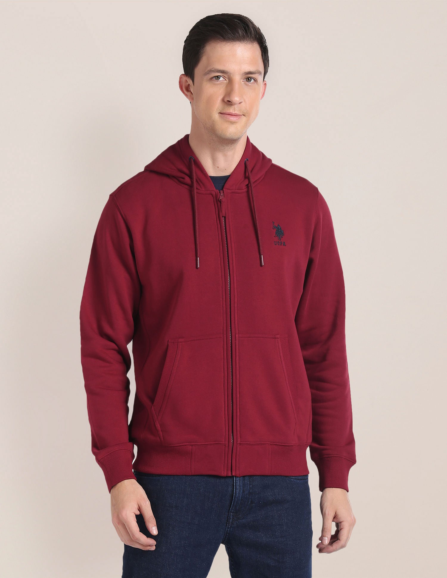 Solid Hooded Sweatshirt Maroon - U.S. POLO ASSN. | Large