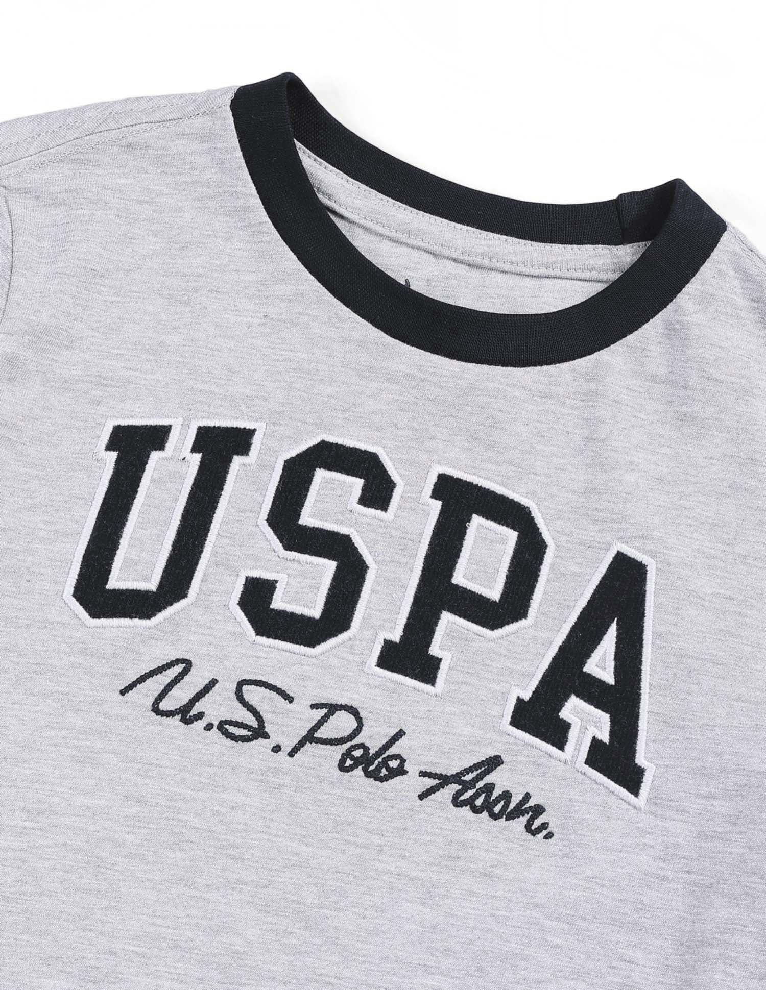 Boys Pure Cotton Regular T-shirt Grey - U.S. Polo Assn. India | Large