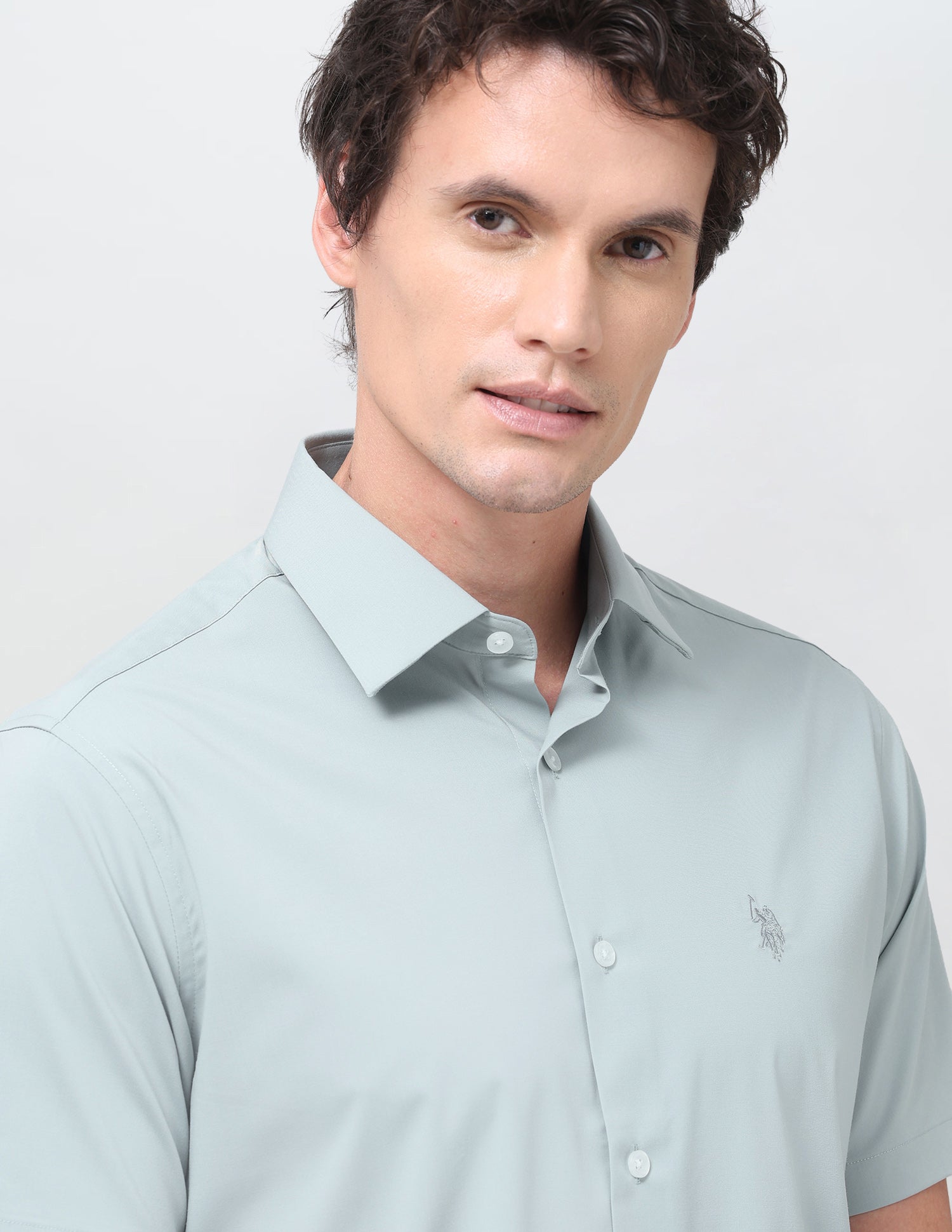 Solid Regular Fit Shirt Light Green - U.S. Polo Assn. India | Large