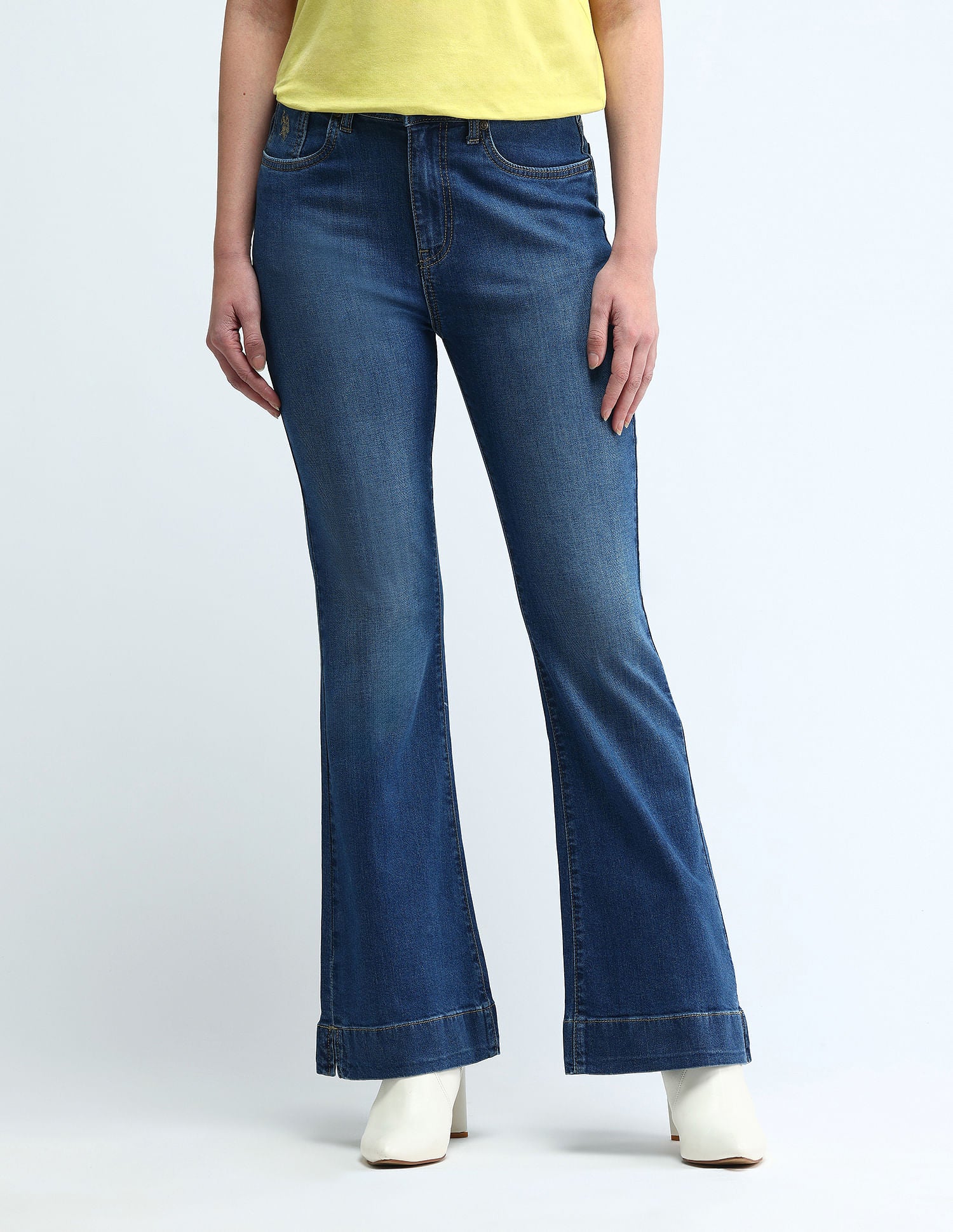 High Rise Flared Fit Jeans Blue - U.S. POLO ASSN. | Large