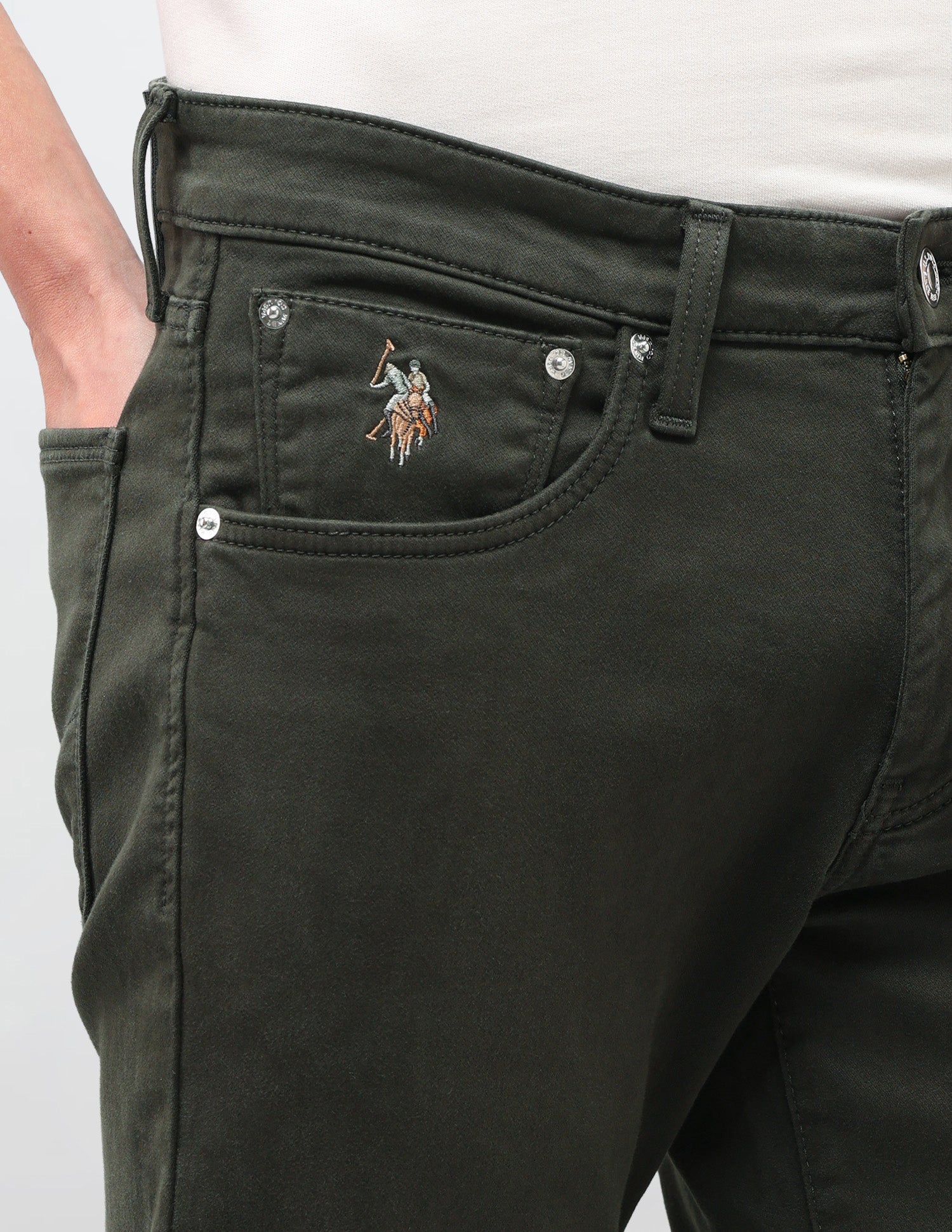 Brandon Slim-Tapered Fit Green Jeans Dark Olive - U.S. Polo Assn. India | Large