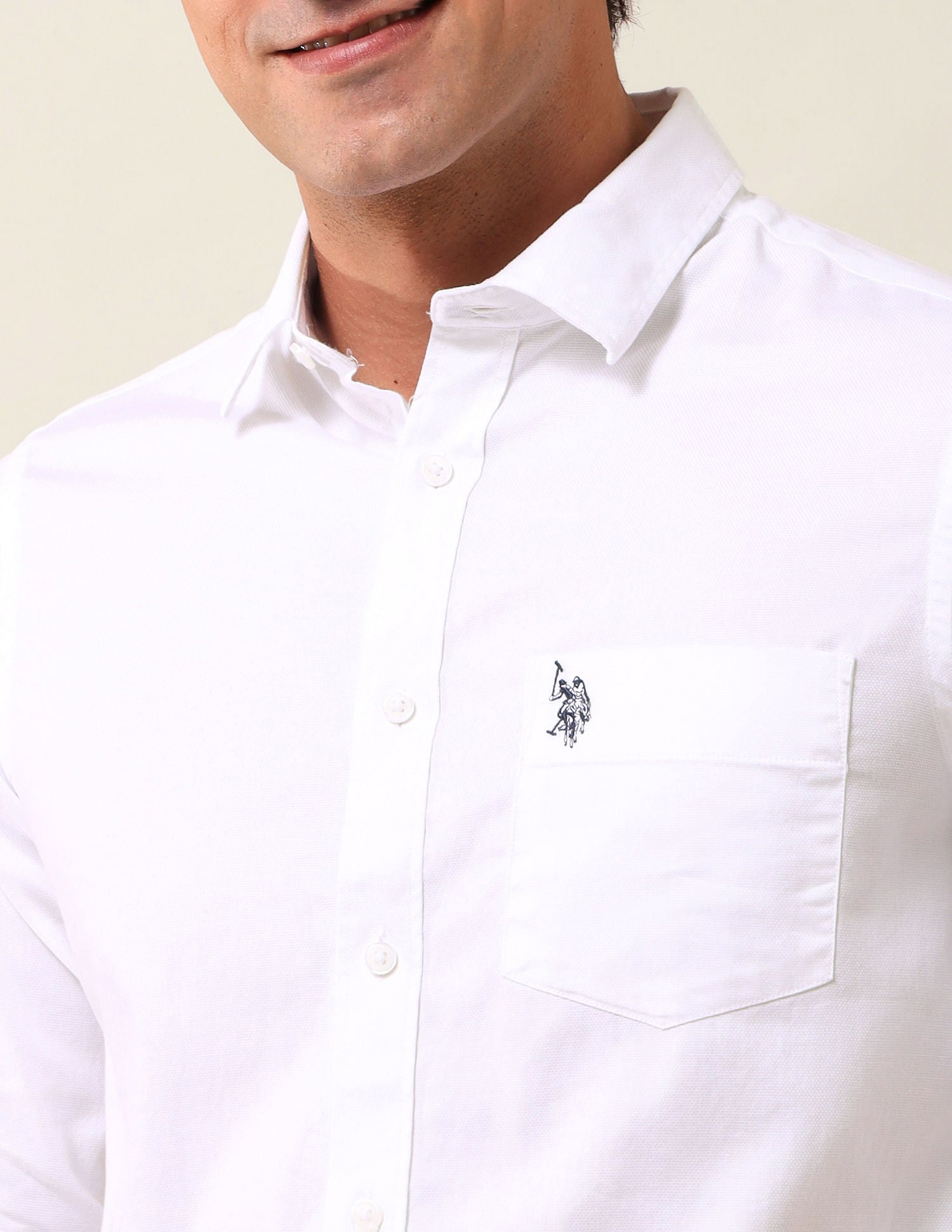 Tailored Fit Solid Shirt White - U.S. POLO ASSN. | Large