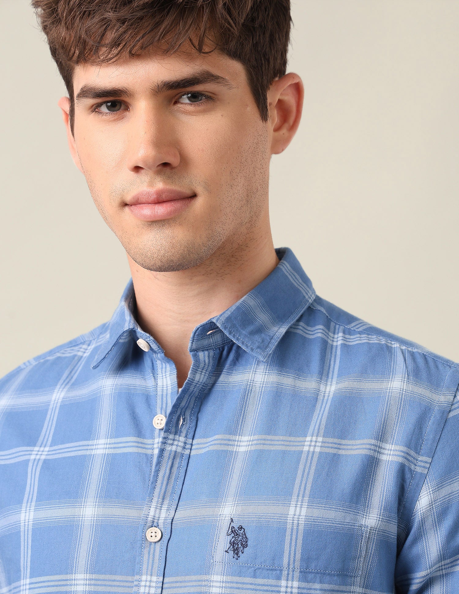 Tartan Checked Twill Shirt Blue - U.S. Polo Assn. India | Large