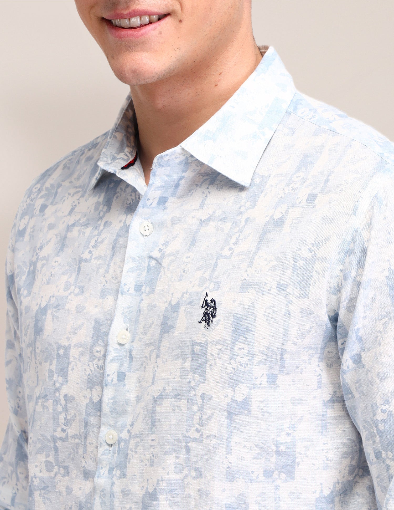 All-Over Printed Tailored Fit Shirt Blue - U.S. Polo Assn. India | Large