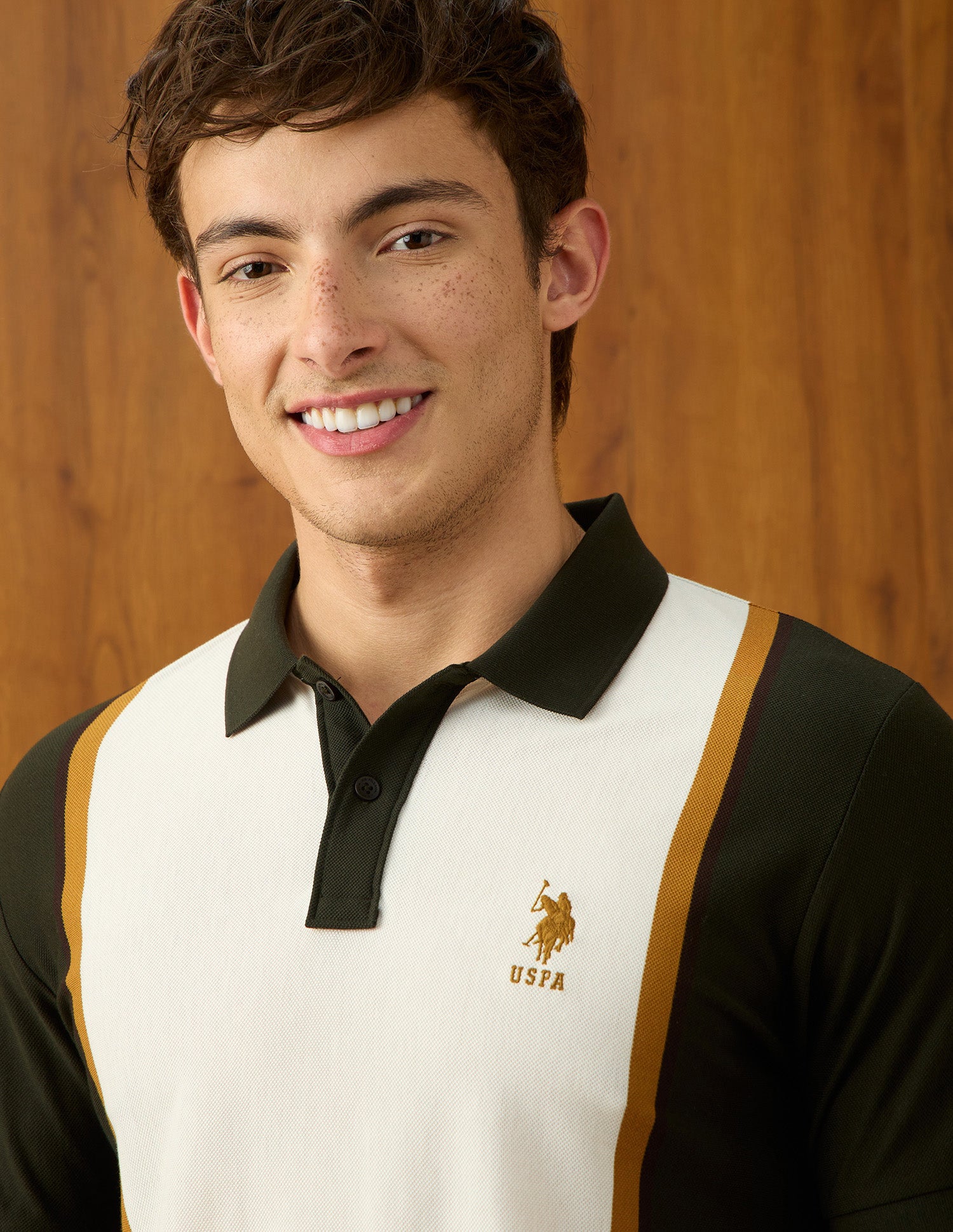 Colourblocked Slim Fit Polo Shirt Olive - U.S. Polo Assn. India | Large