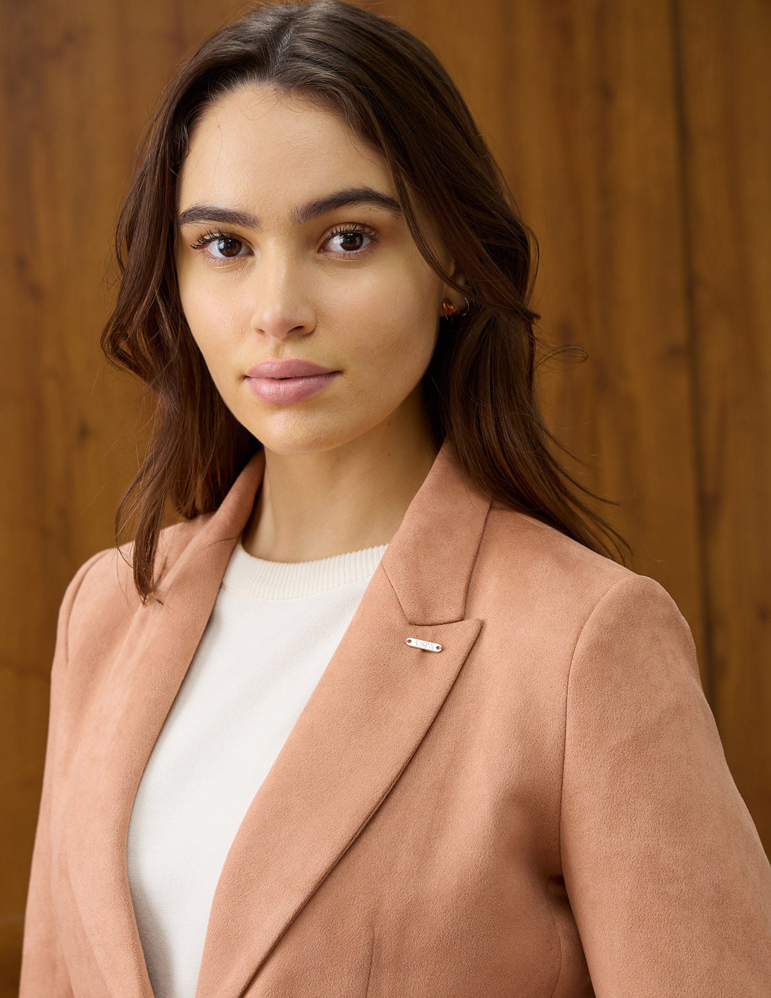 Solid Regular Fit Notch Lapel Overcoat Beige - U.S. POLO ASSN. | Large