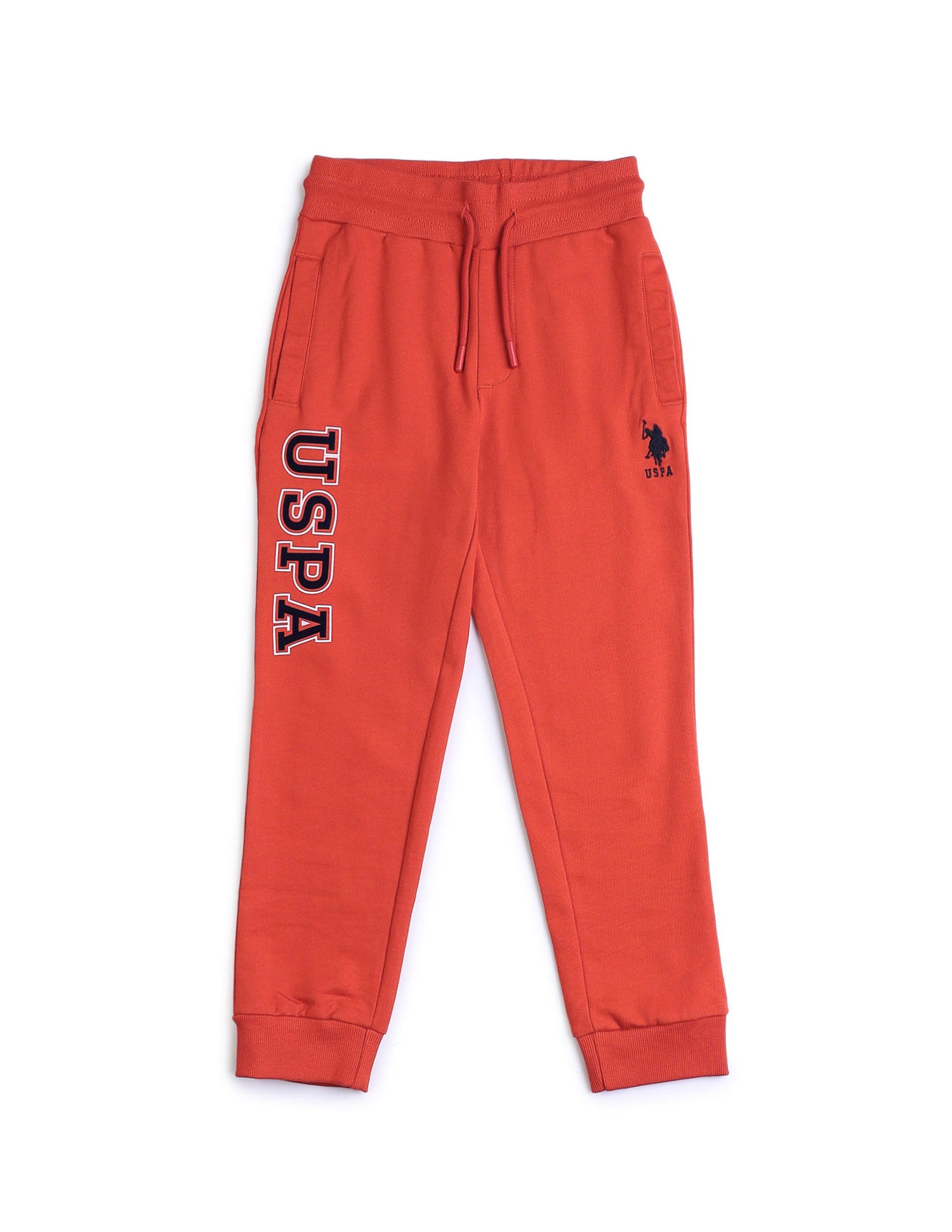 Boys Pure Cotton Solid Joggers Dark Orange - U.S. POLO ASSN. | Large