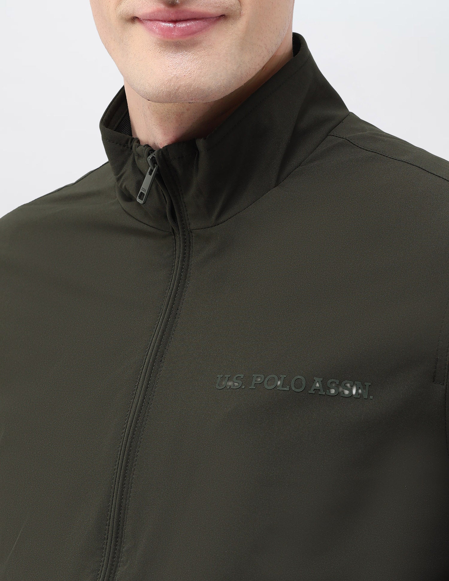 Regular Fit Solid Casual Jacket Dark Olive - U.S. Polo Assn. India | Large