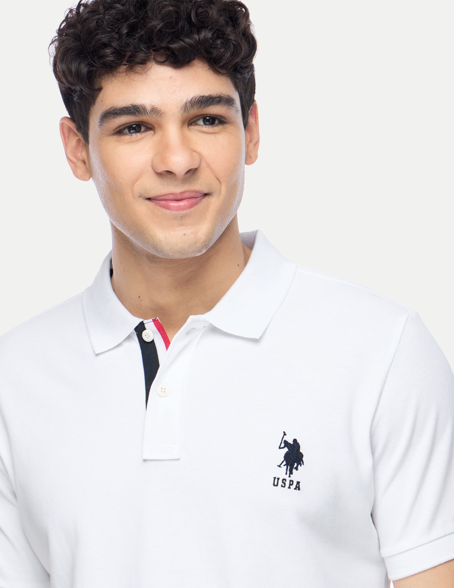 Contrast Placket Solid Polo Shirt White - U.S. Polo Assn. India | Large