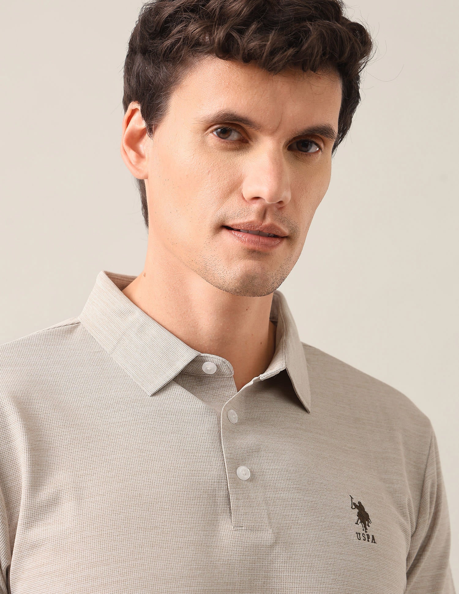 Solid Slim Fit Polo Shirt Brown - U.S. Polo Assn. India | Large