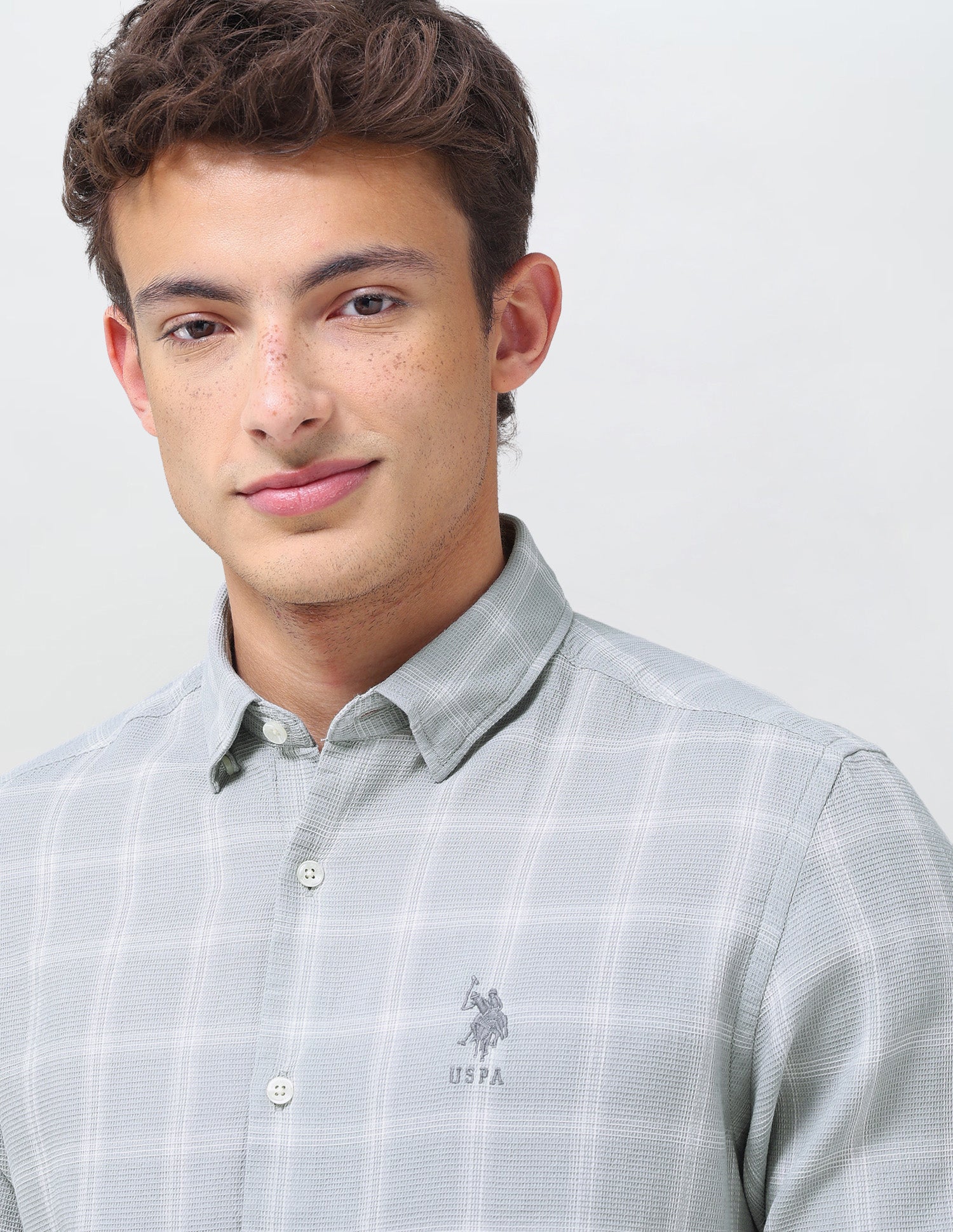 Grid Tattersall Checked Regular Fit Shirt Grey - U.S. Polo Assn. India | Large