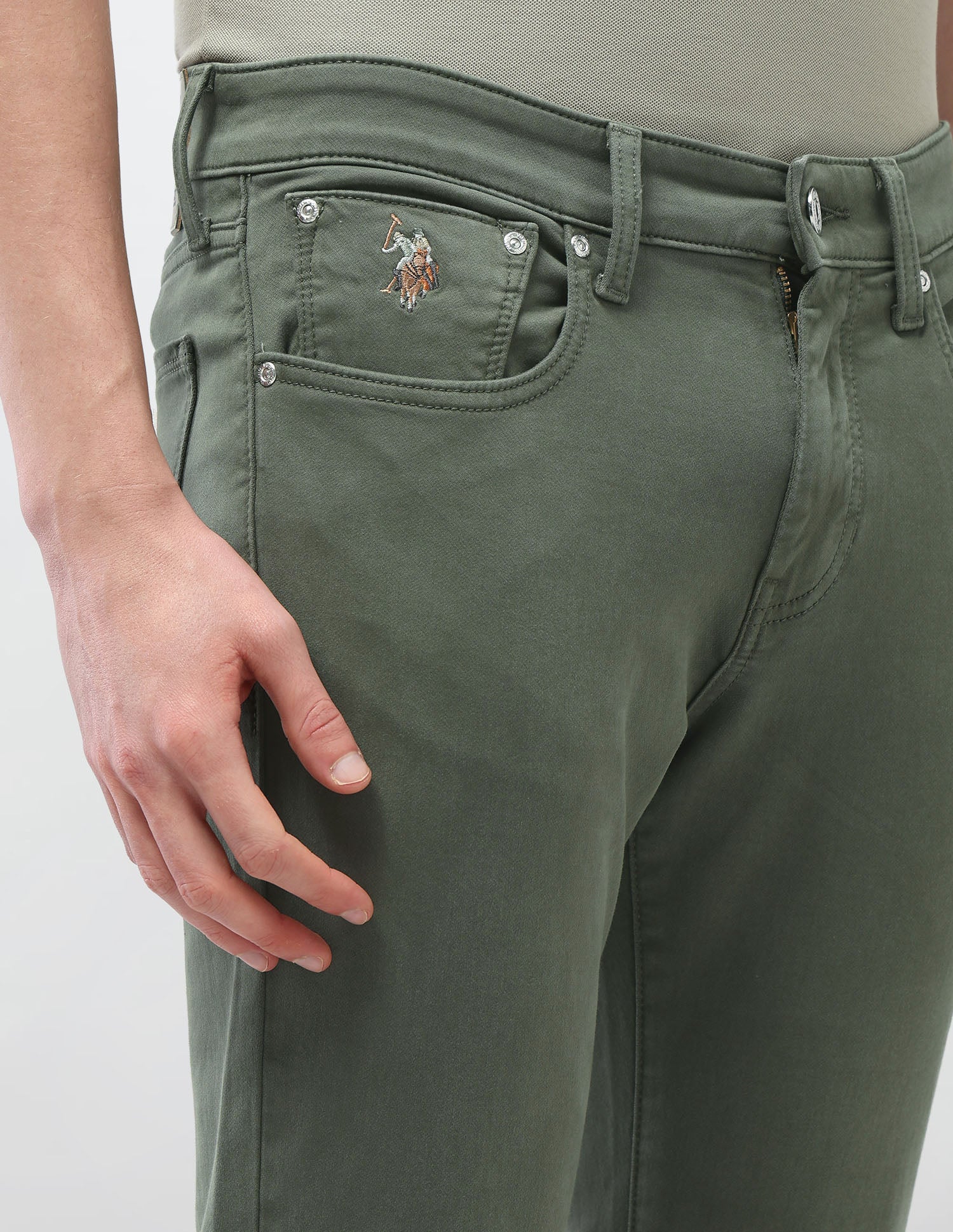 Brandon Slim Tapered Fit Green Jeans Olive - U.S. Polo Assn. India | Large