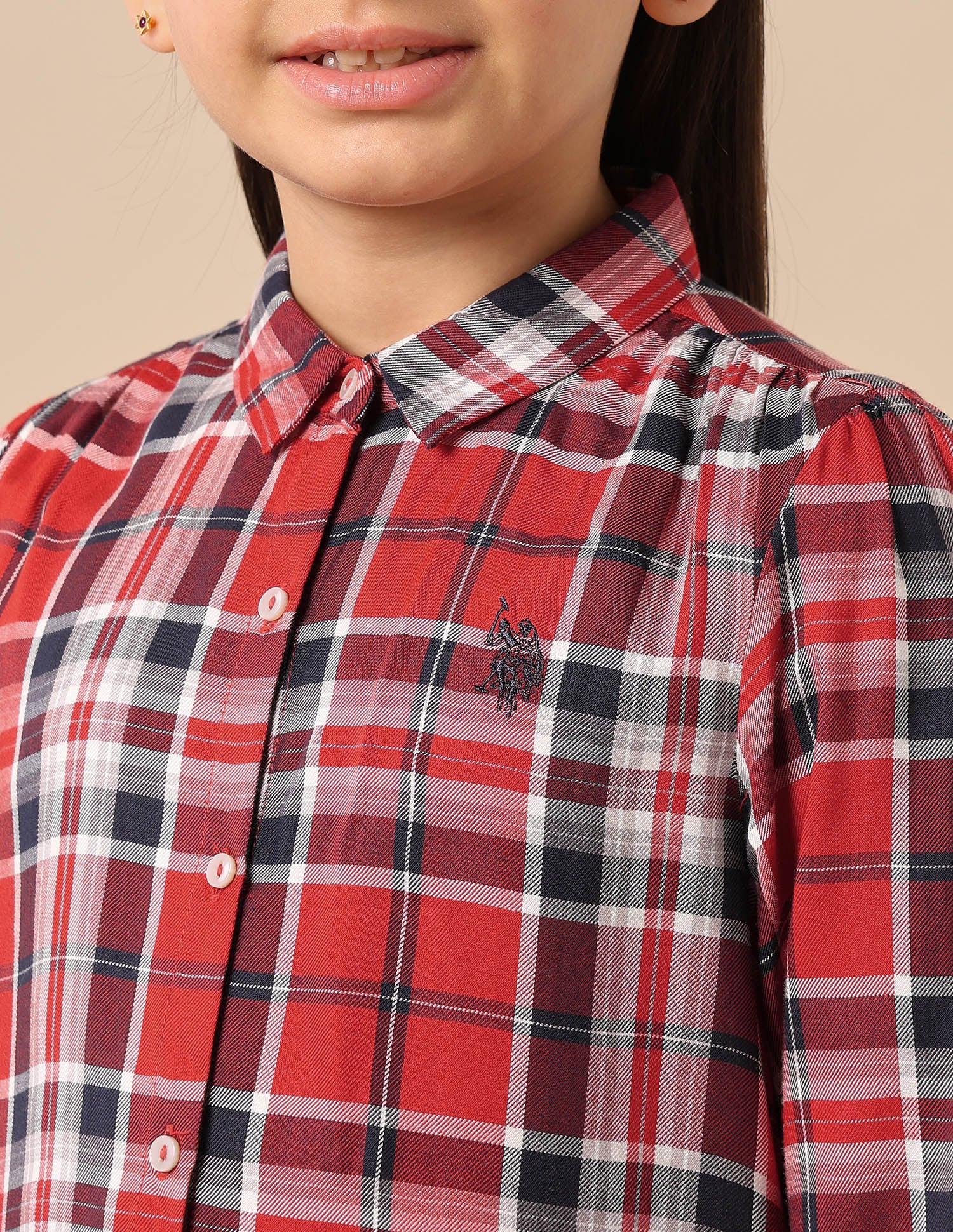 Spread Collar Viscose Top Red - U.S. POLO ASSN. | Large